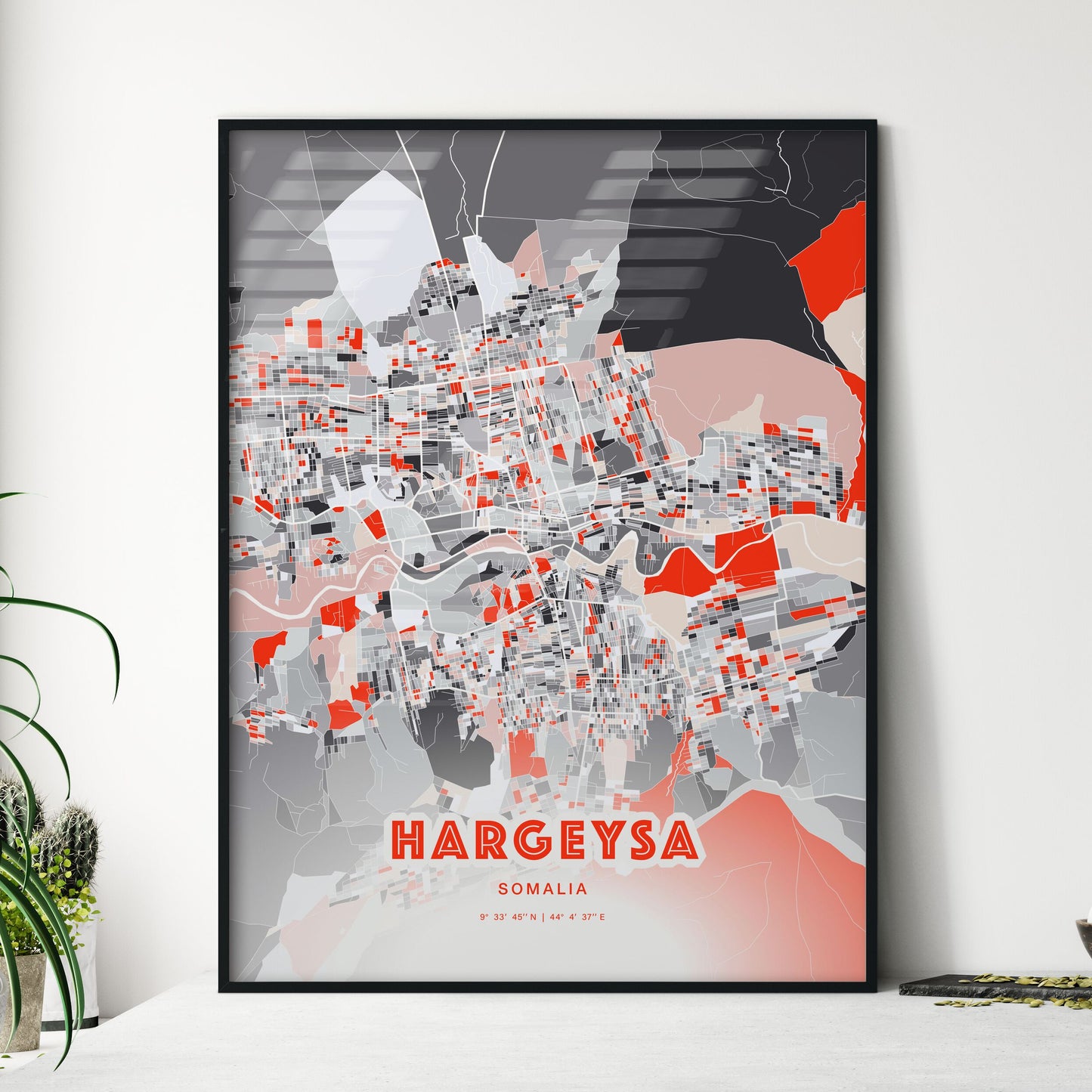 Colorful HARGEYSA SOMALIA Fine Art Map Modern