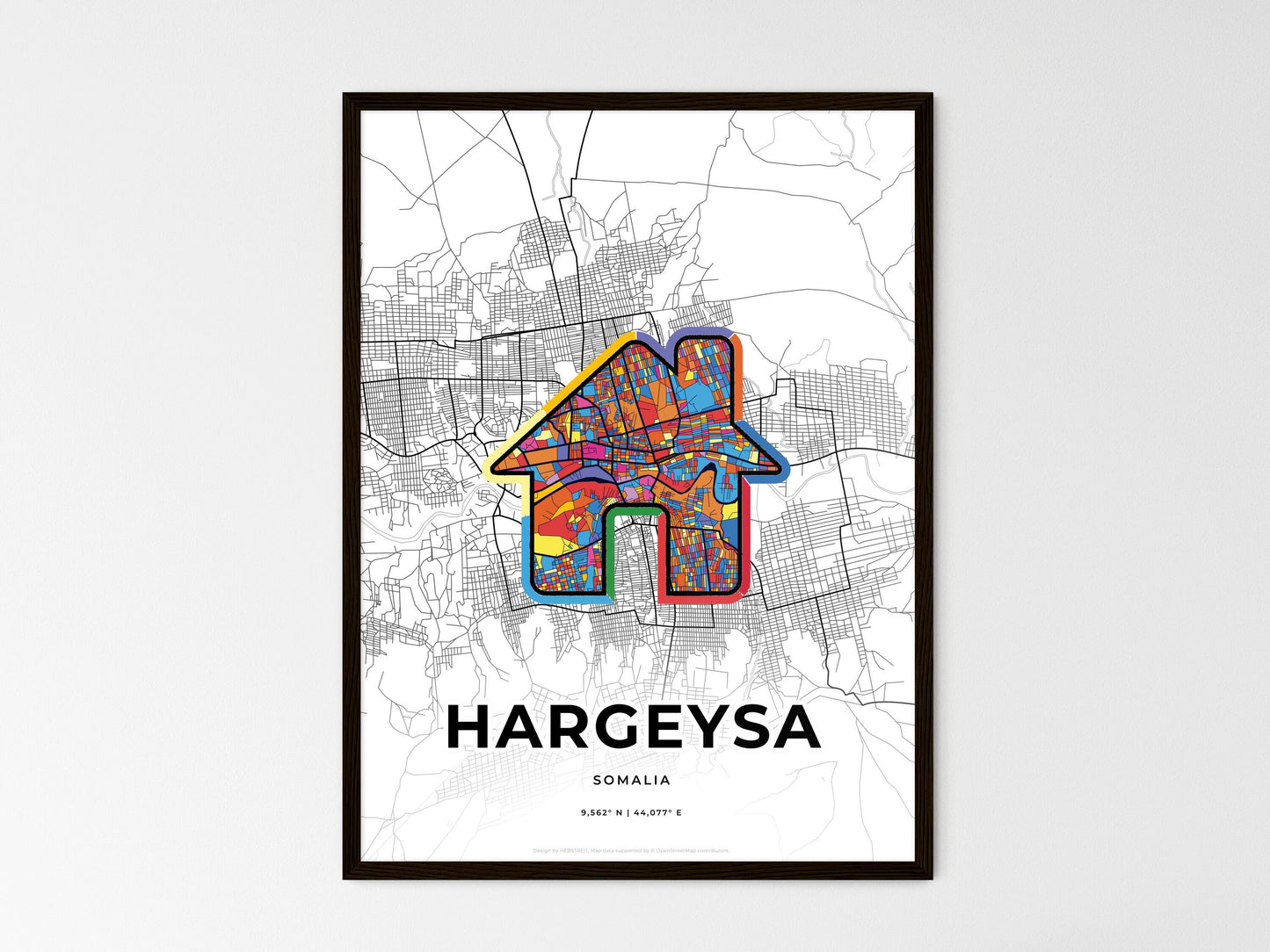 Hargeysa Somalia wedding art map with home icon