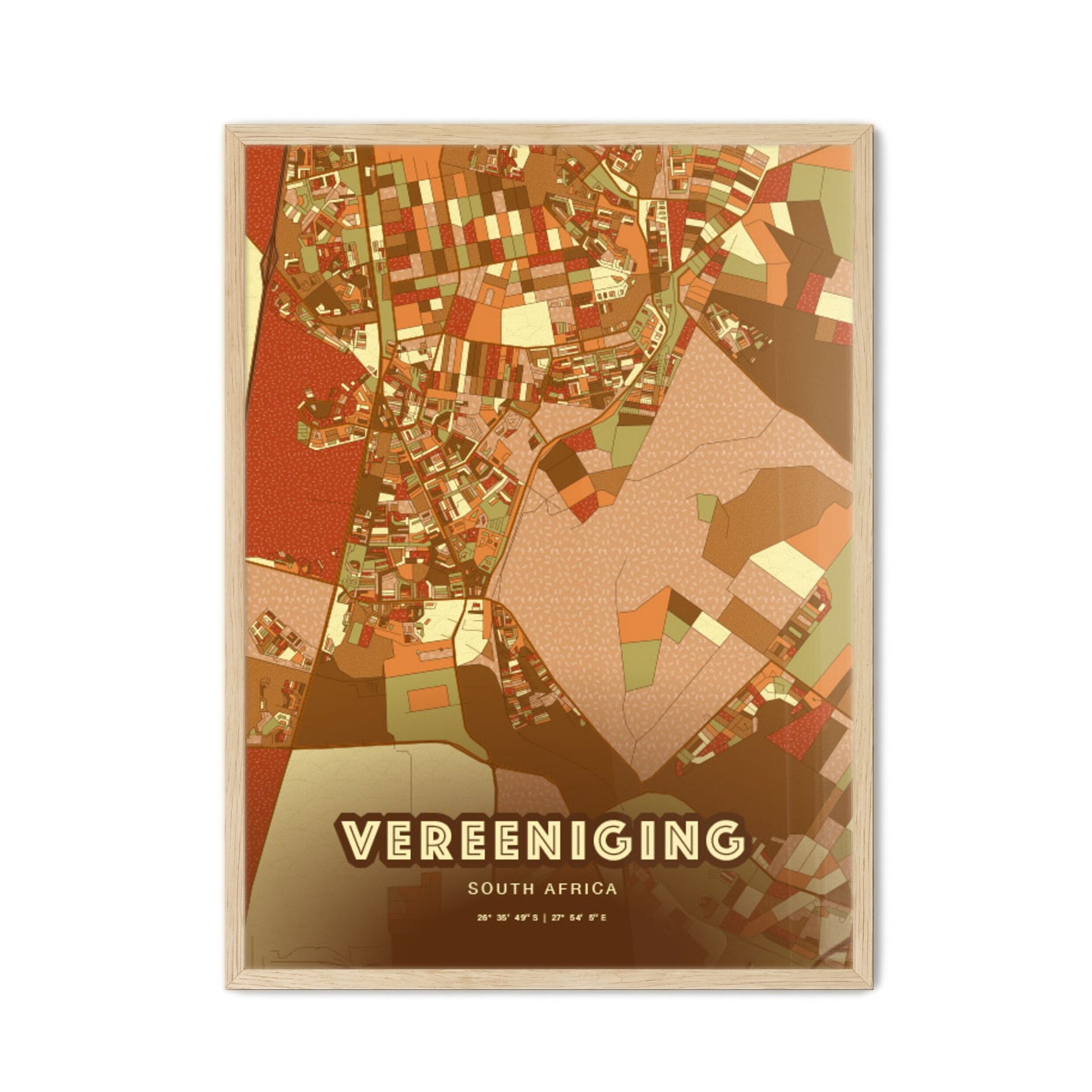 Colorful VEREENIGING SOUTH AFRICA Fine Art Map Farmhouse