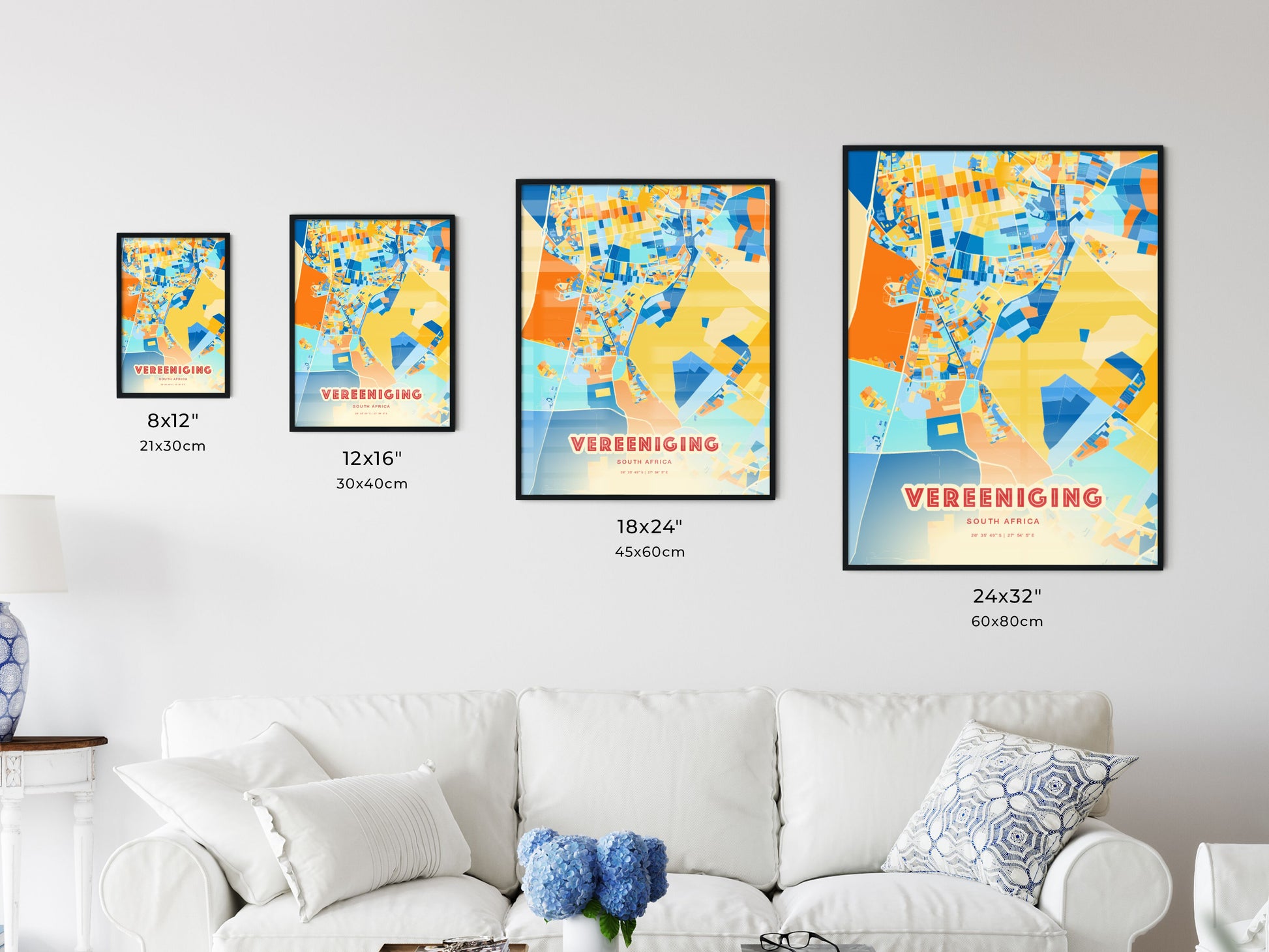 Colorful VEREENIGING SOUTH AFRICA Fine Art Map