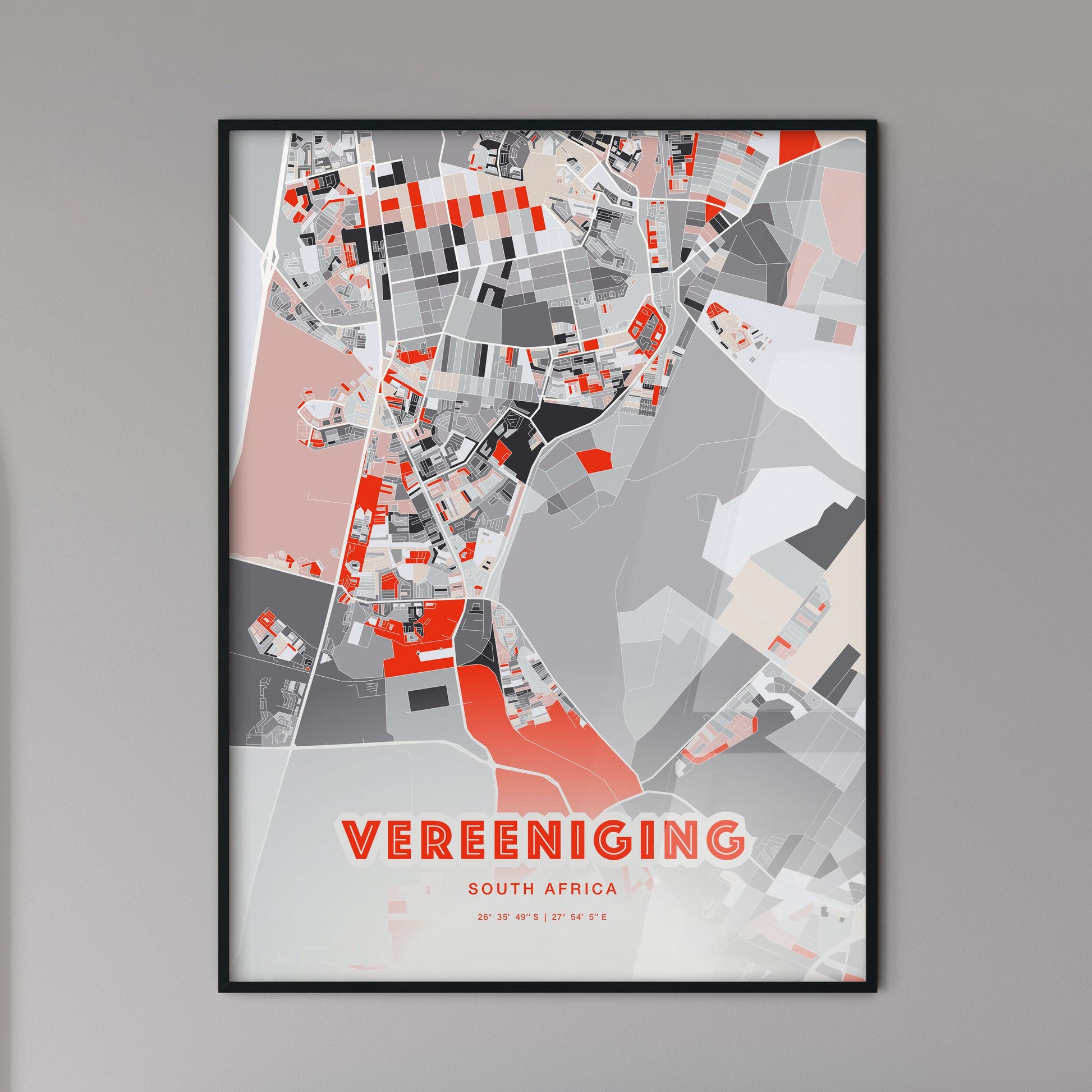 Colorful VEREENIGING SOUTH AFRICA Fine Art Map Modern