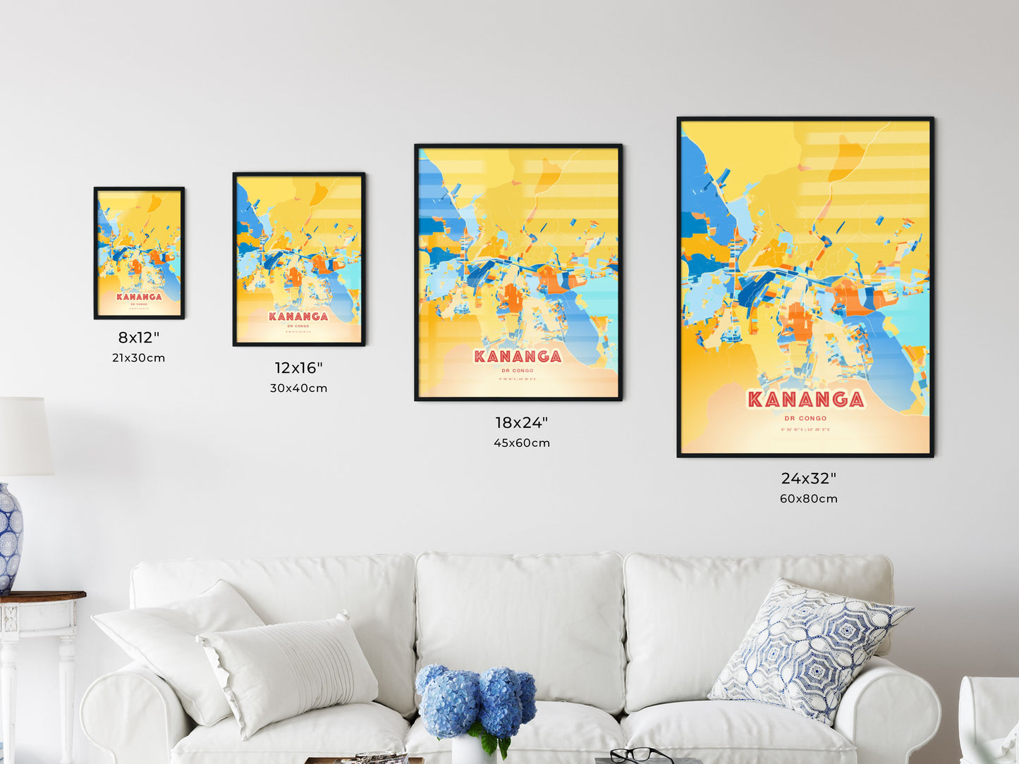 Colorful KANANGA DR CONGO Fine Art Map