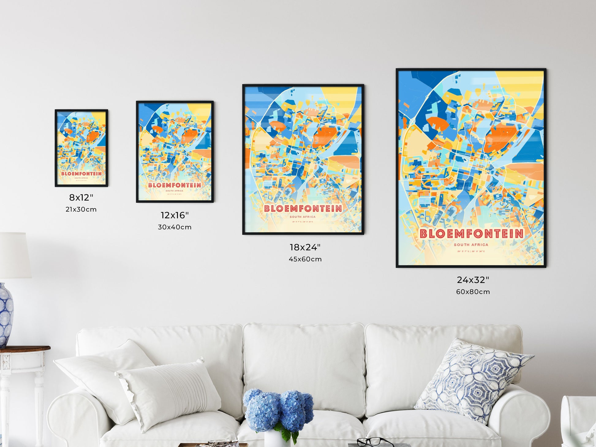 Colorful BLOEMFONTEIN SOUTH AFRICA Fine Art Map