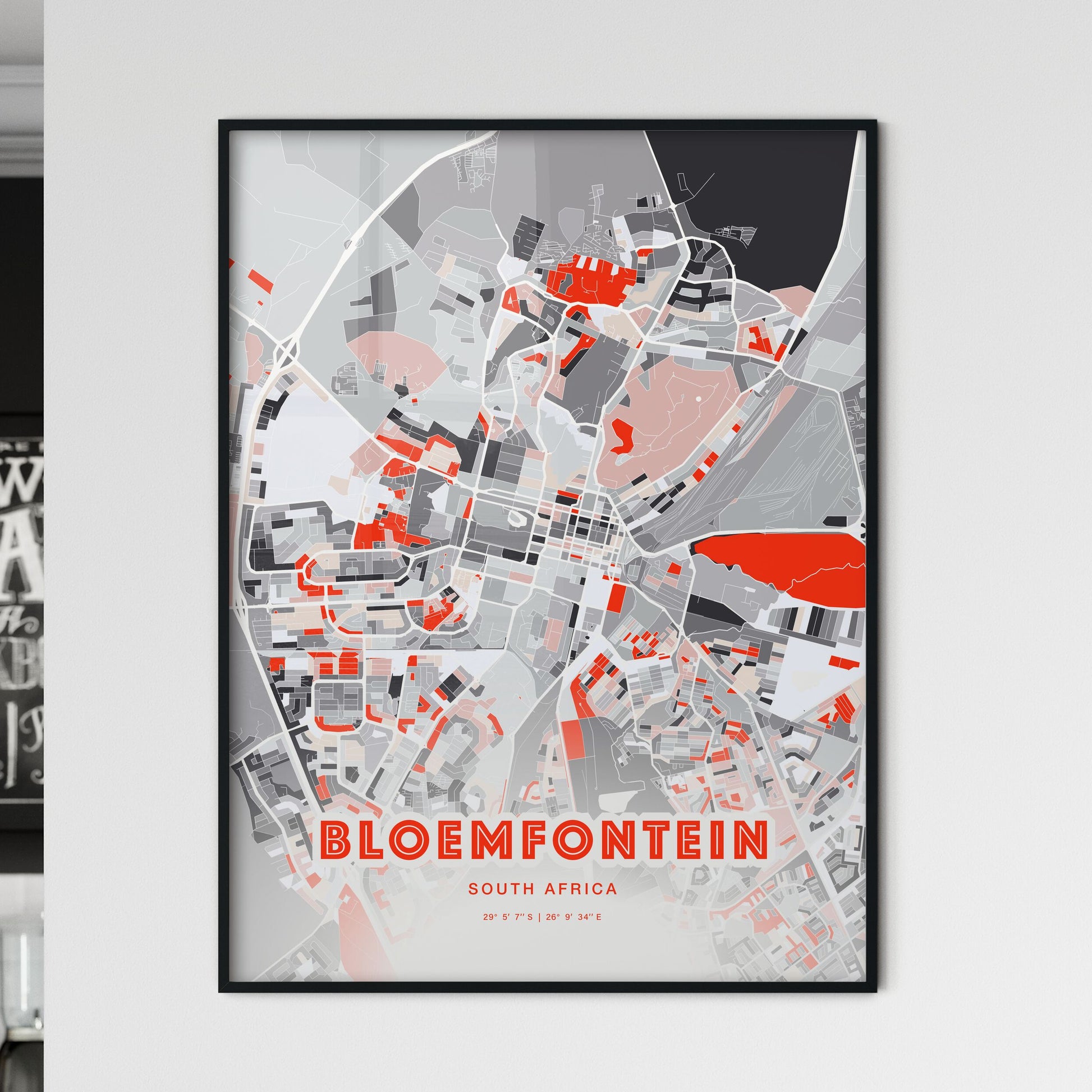 Colorful BLOEMFONTEIN SOUTH AFRICA Fine Art Map Modern