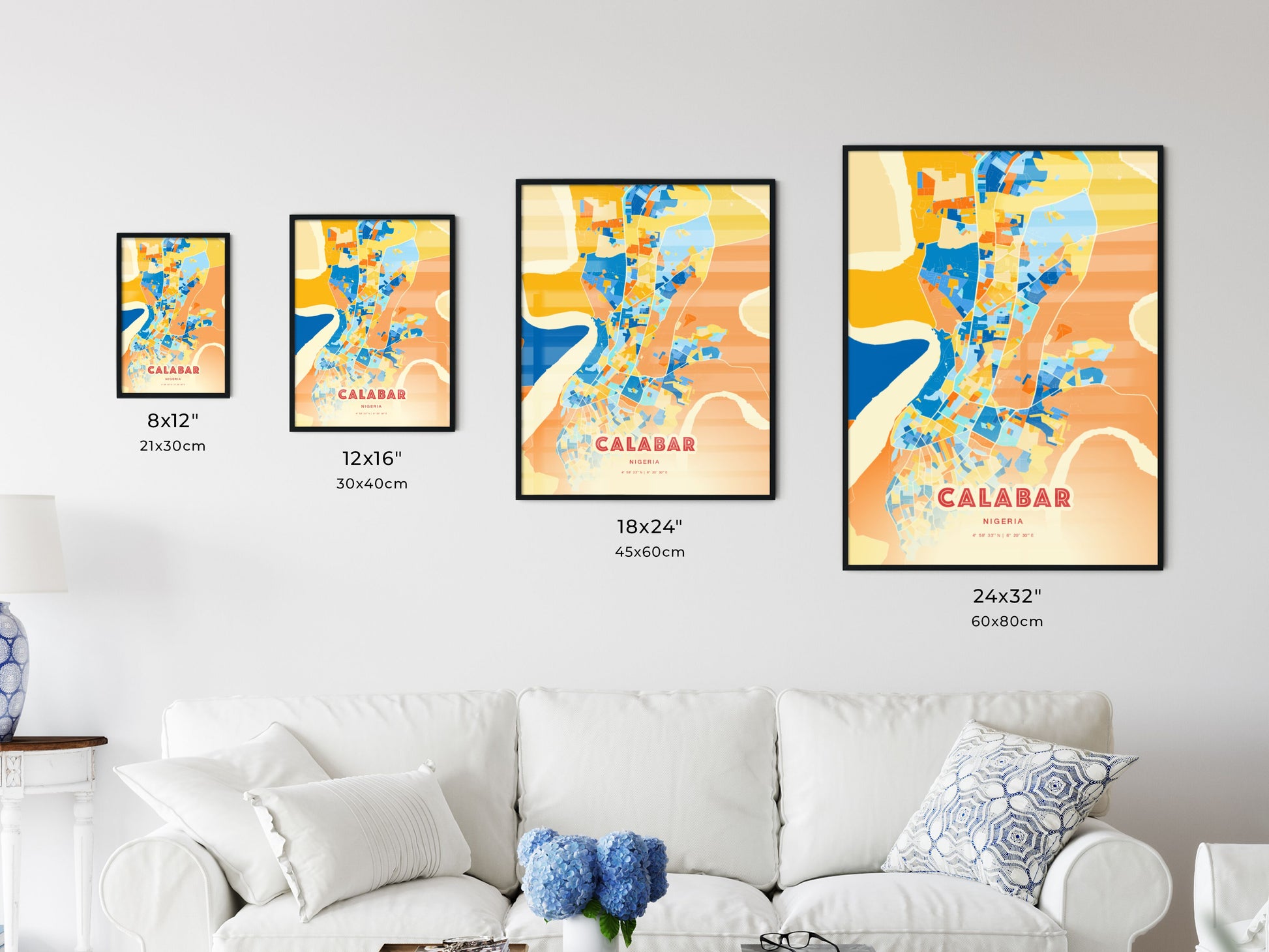 Colorful CALABAR NIGERIA Fine Art Map