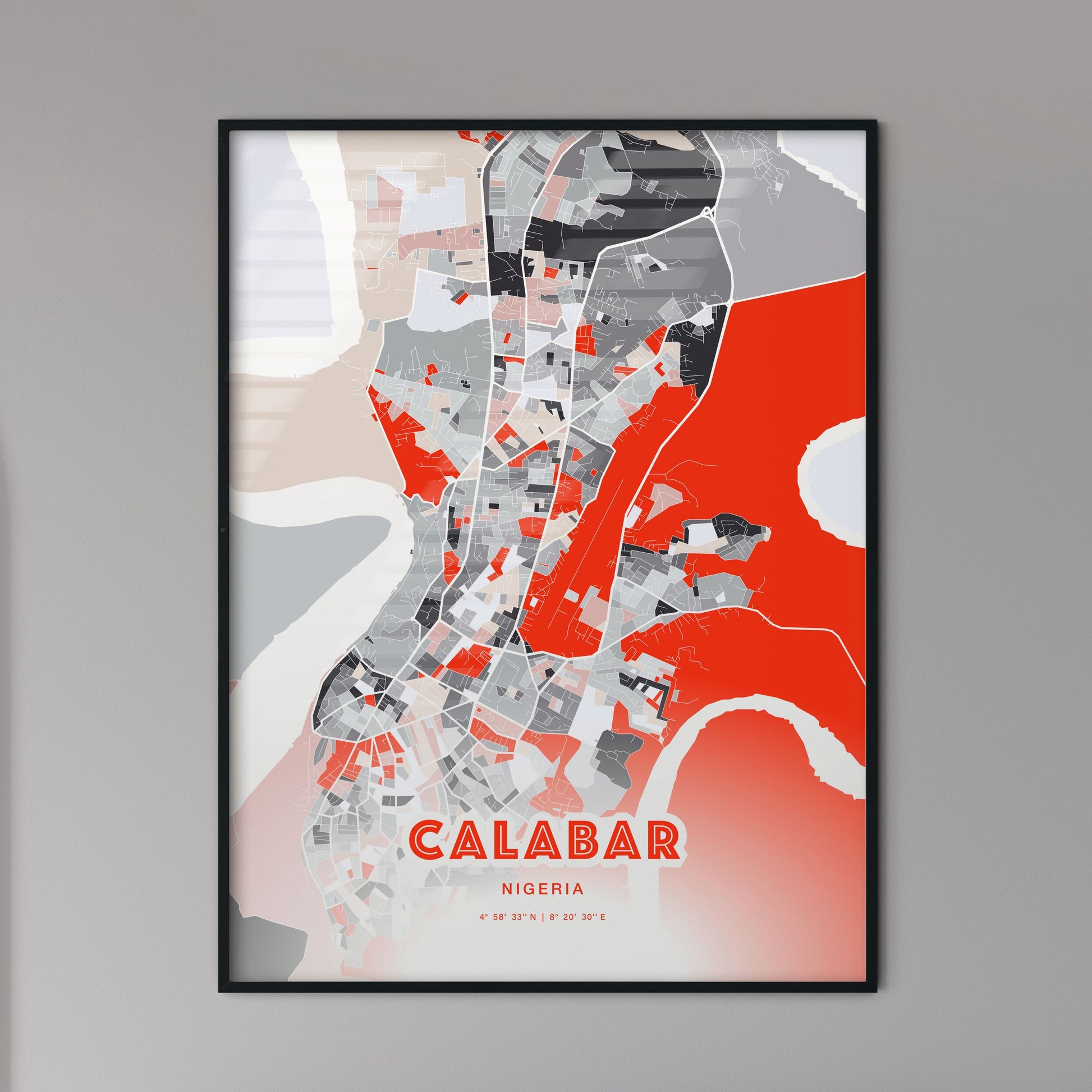 Colorful CALABAR NIGERIA Fine Art Map Modern