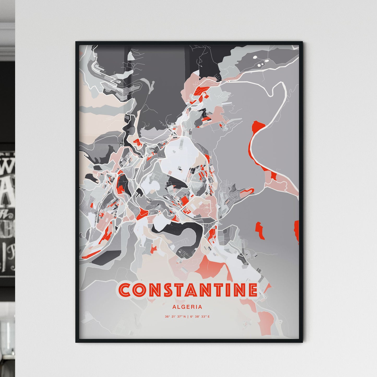 Colorful CONSTANTINE ALGERIA Fine Art Map Modern