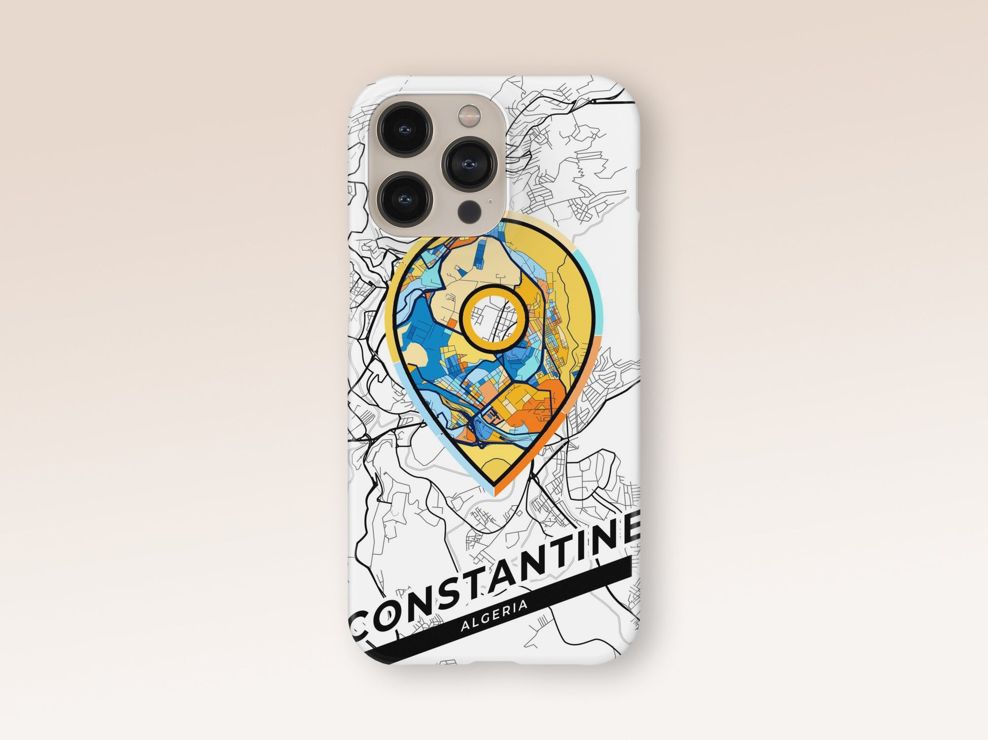 Constantine Algeria slim phone case with colorful icon. Birthday, wedding or housewarming gift. Couple match cases. 1
