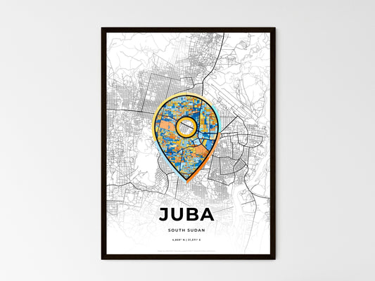 Juba South Sudan wedding art map with pointer icon