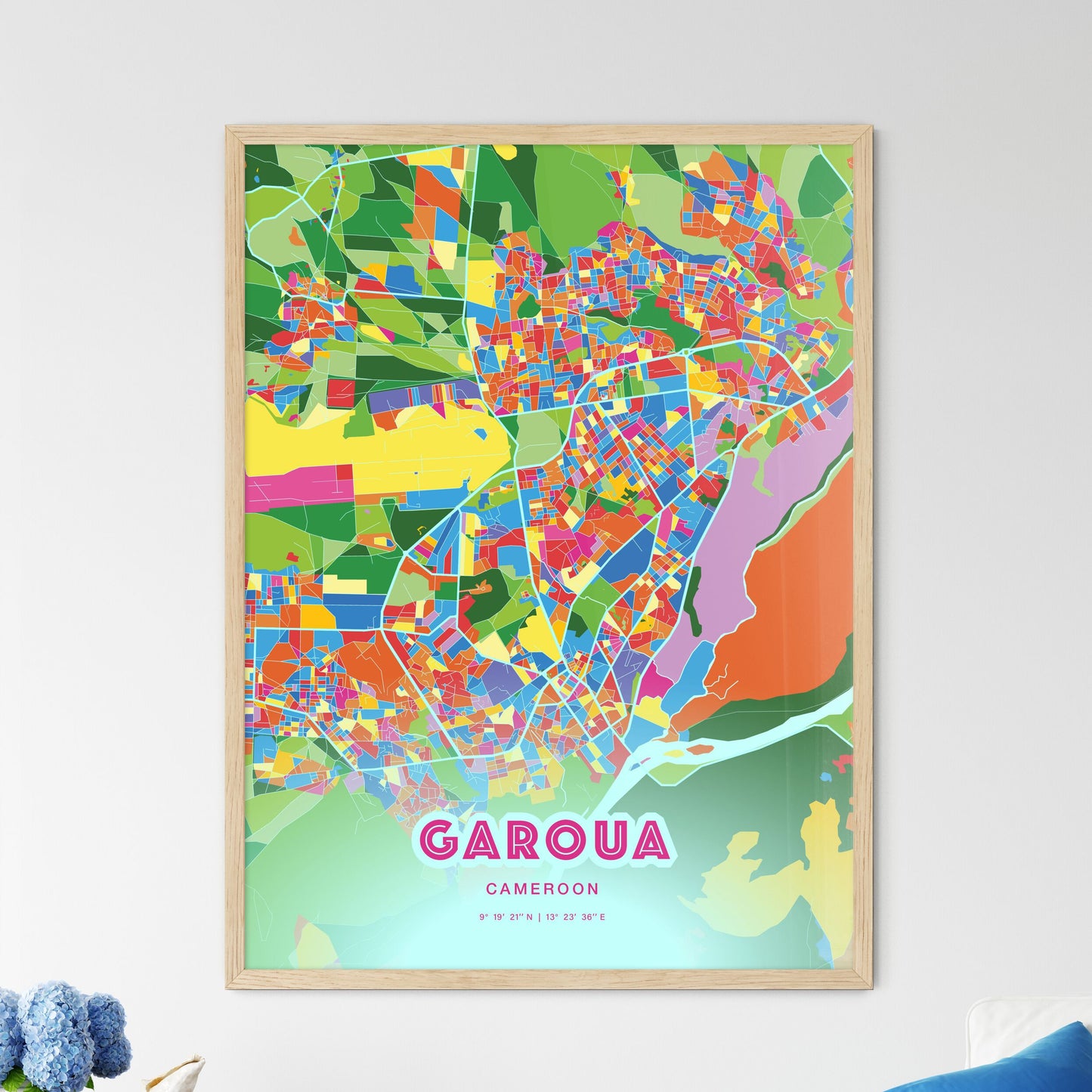 Colorful GAROUA CAMEROON Fine Art Map Crazy Colors