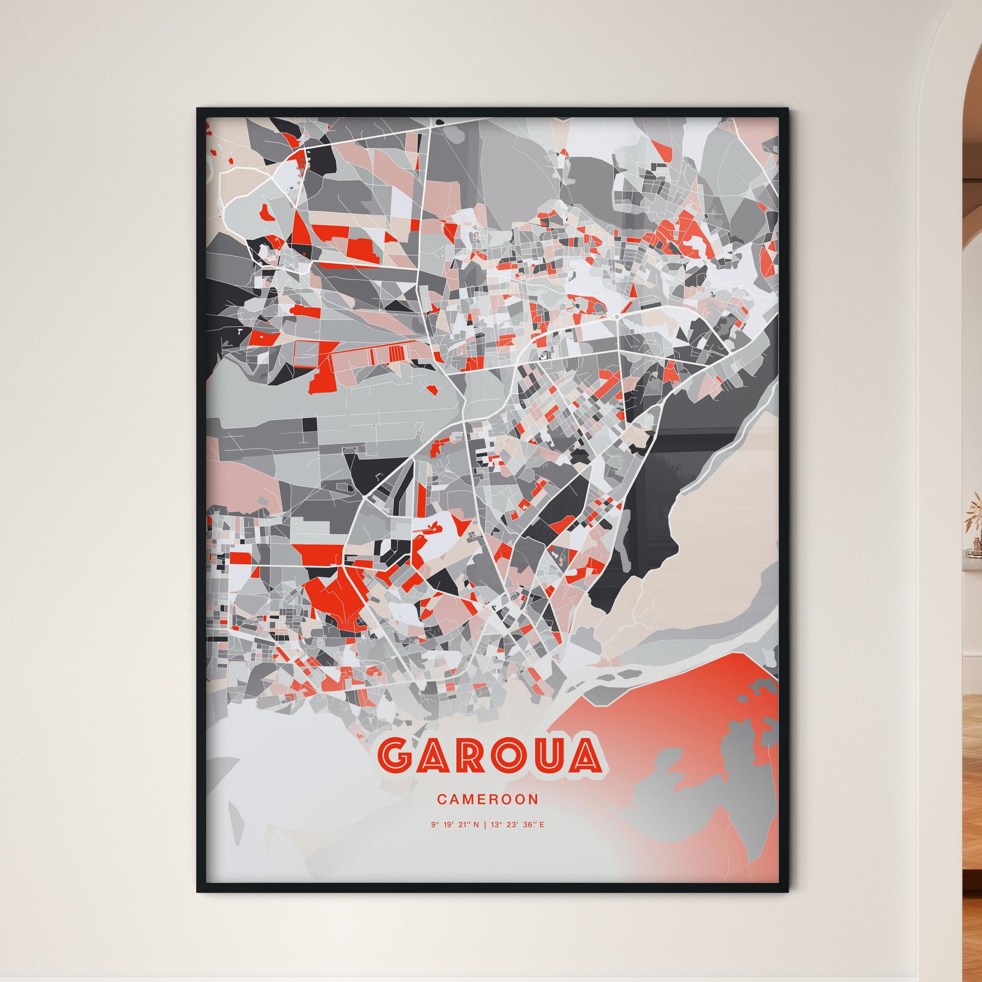 Colorful GAROUA CAMEROON Fine Art Map Modern