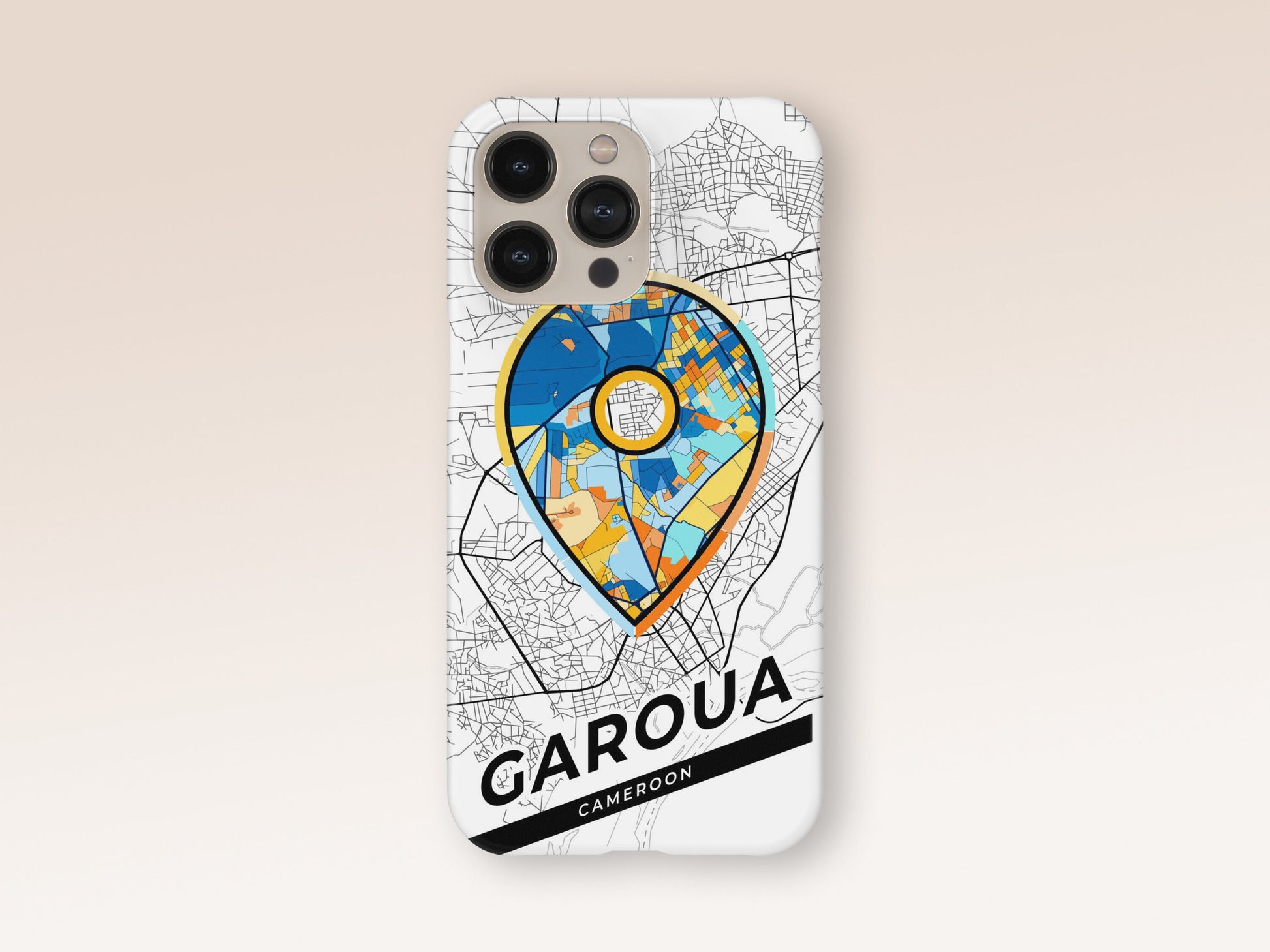 Garoua Cameroon slim phone case with colorful icon. Birthday, wedding or housewarming gift. Couple match cases. 1