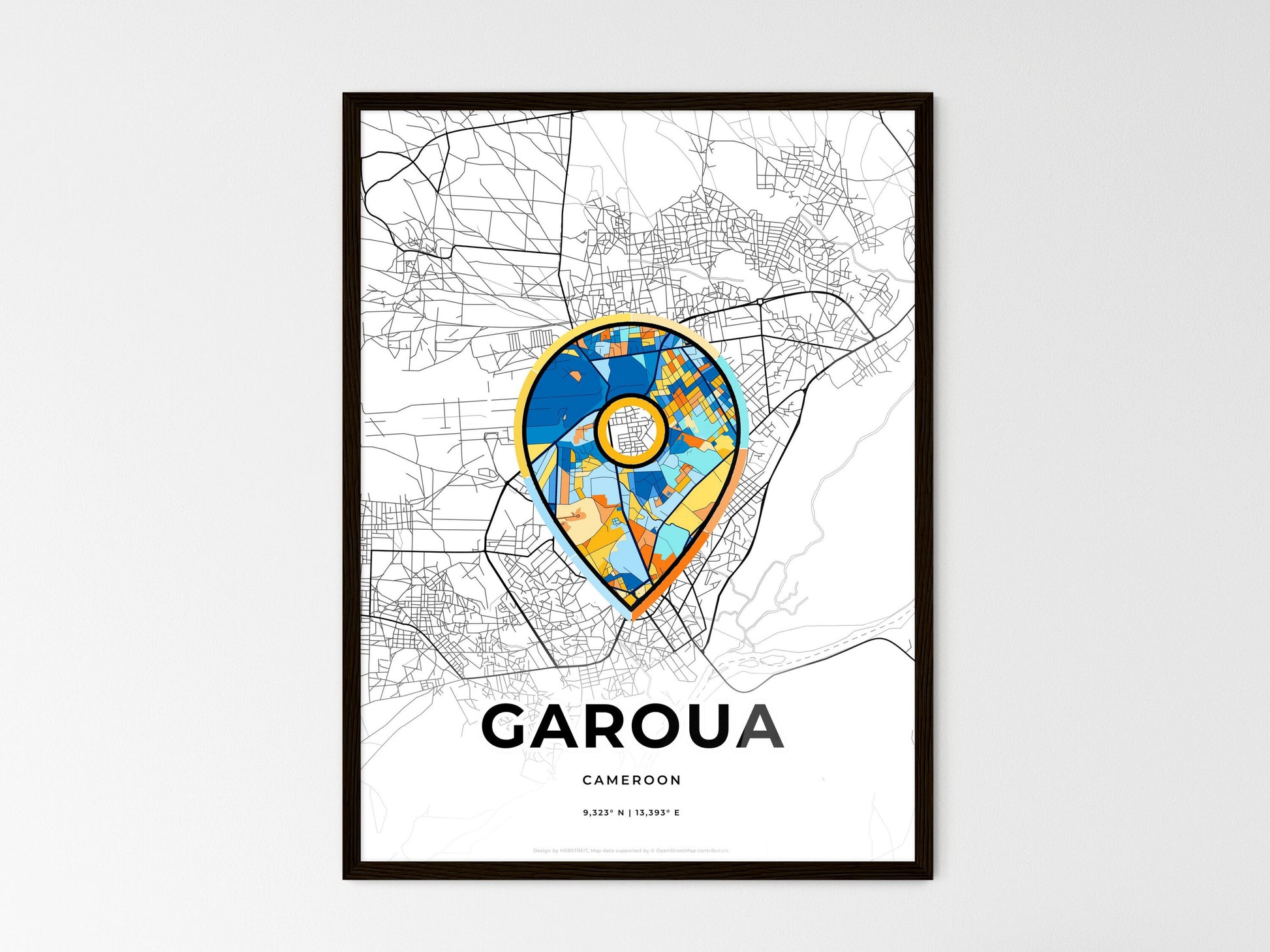Garoua Cameroon wedding art map with pointer icon