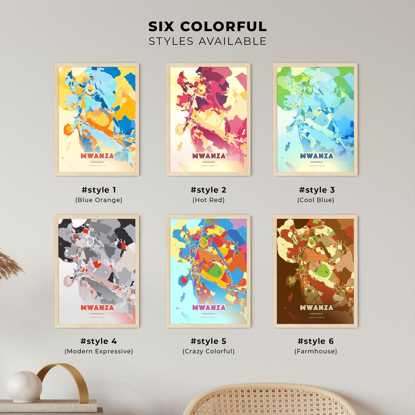 Colorful MWANZA TANZANIA Fine Art Map