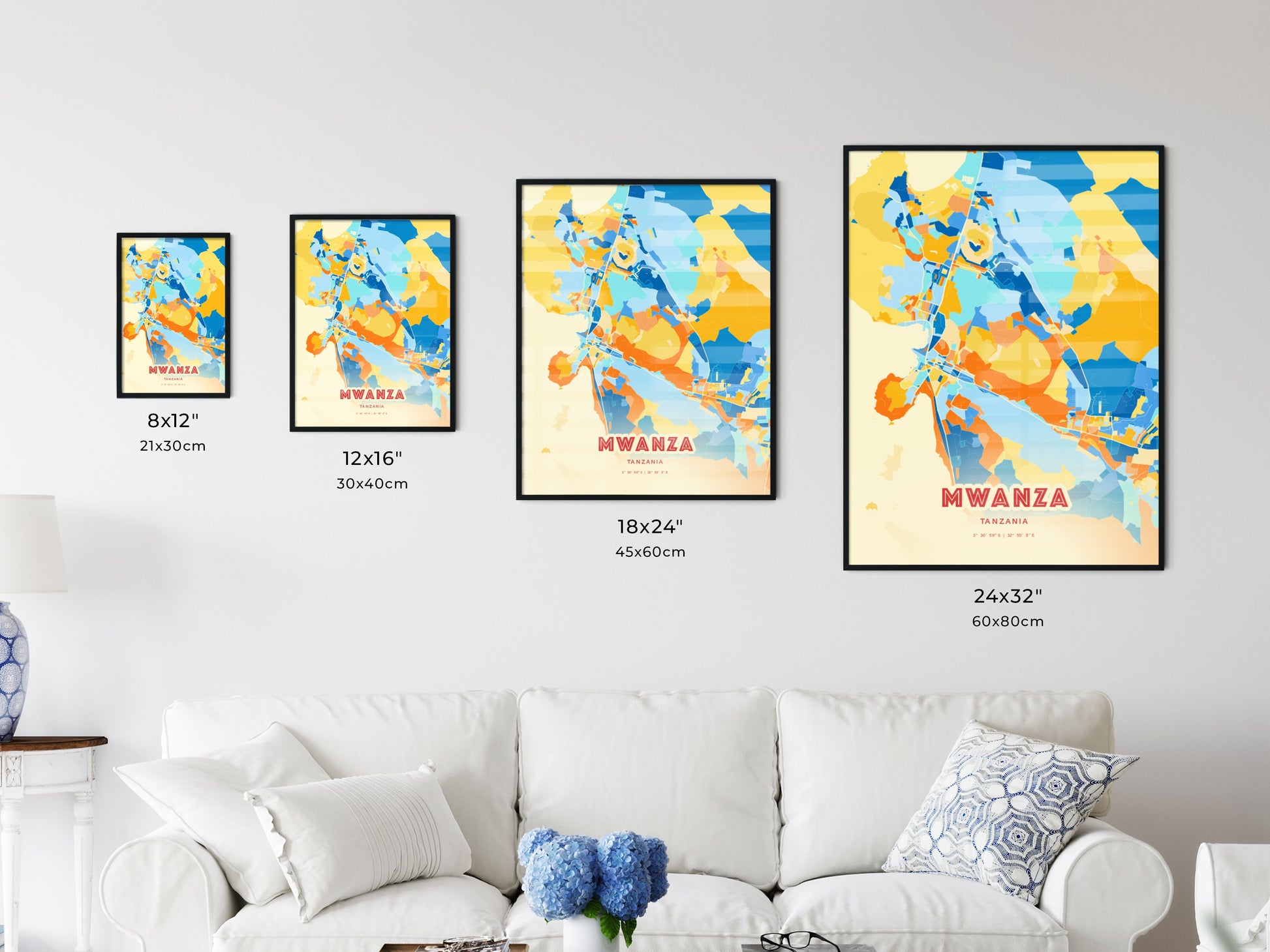 Colorful MWANZA TANZANIA Fine Art Map
