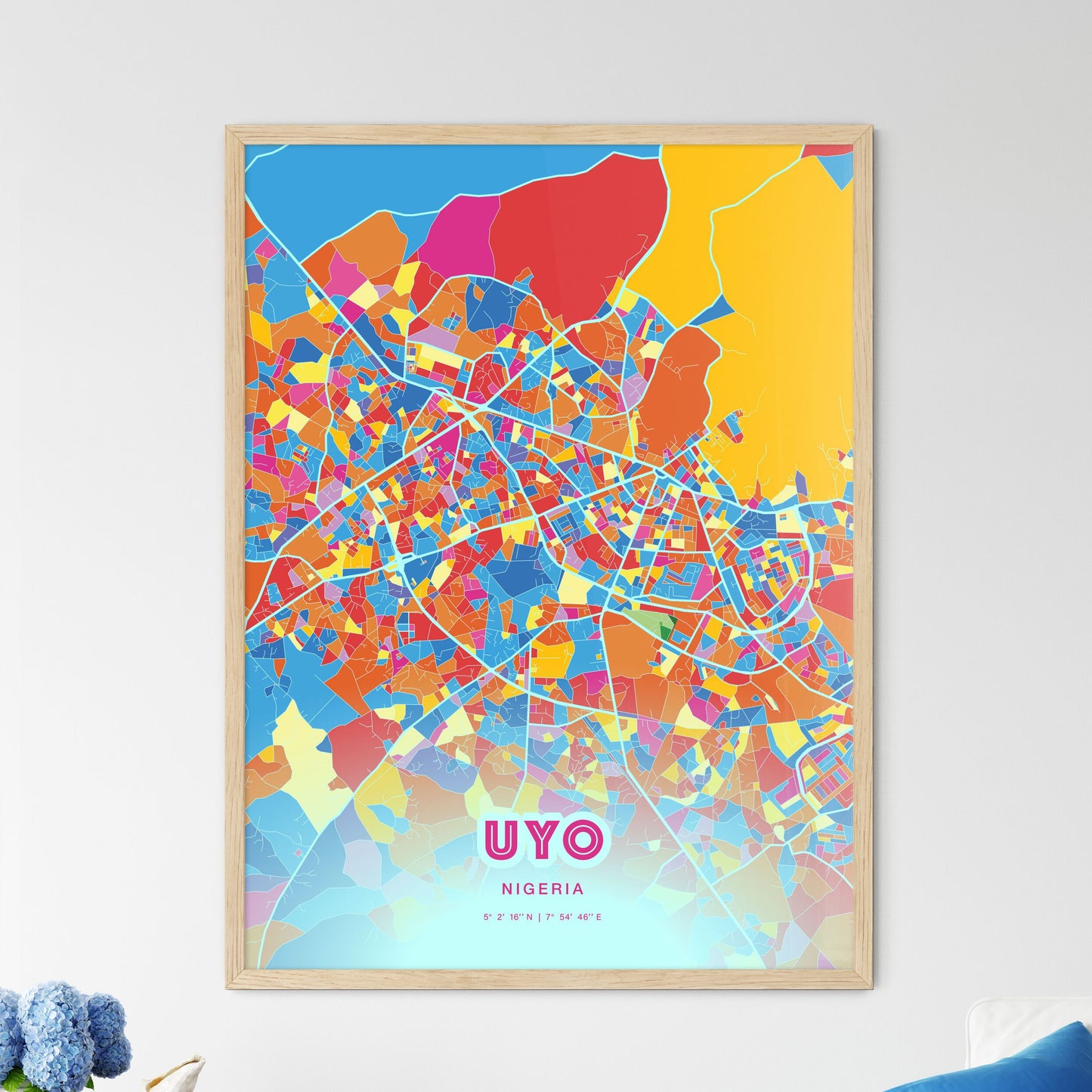 Colorful UYO NIGERIA Fine Art Map Crazy Colors