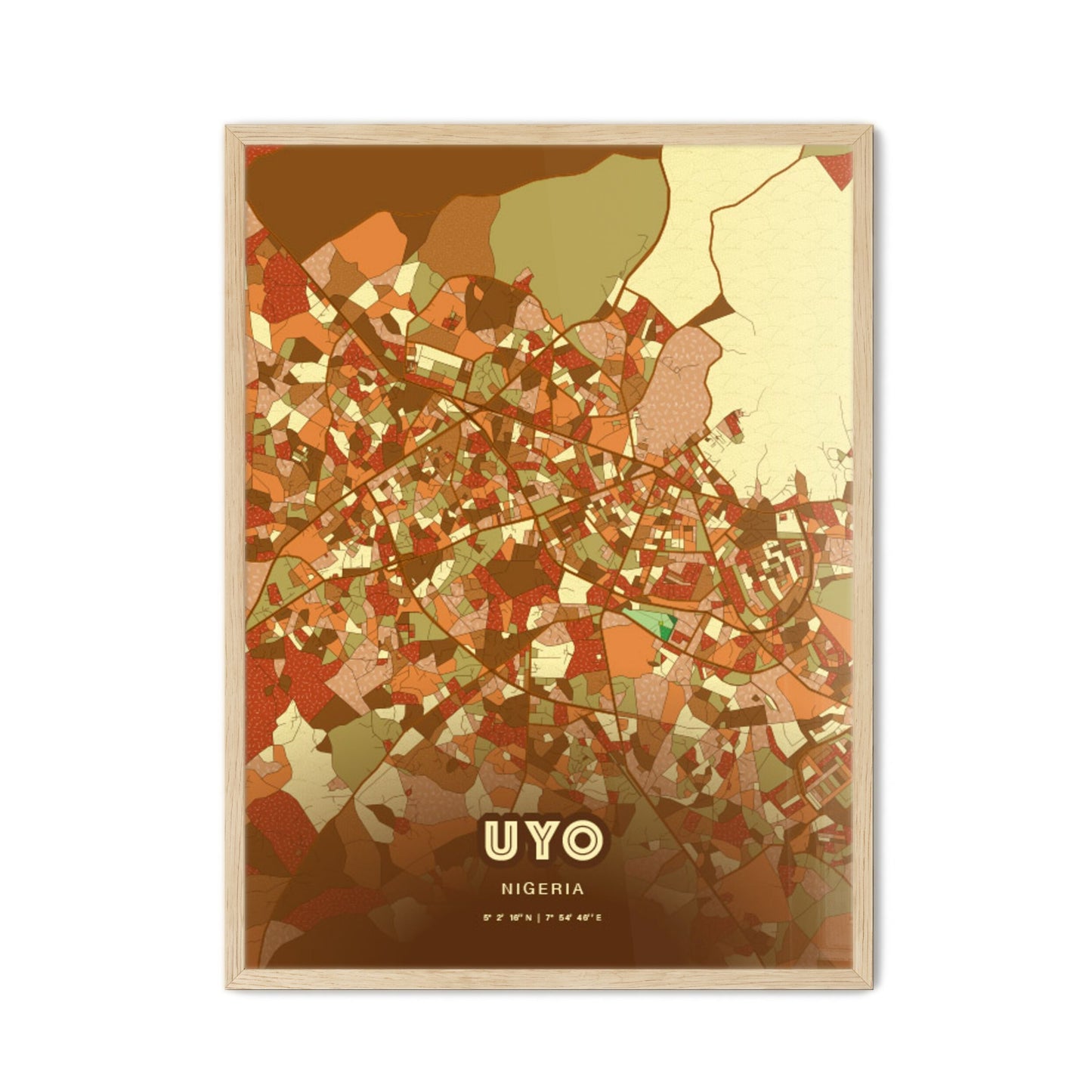 Colorful UYO NIGERIA Fine Art Map Farmhouse