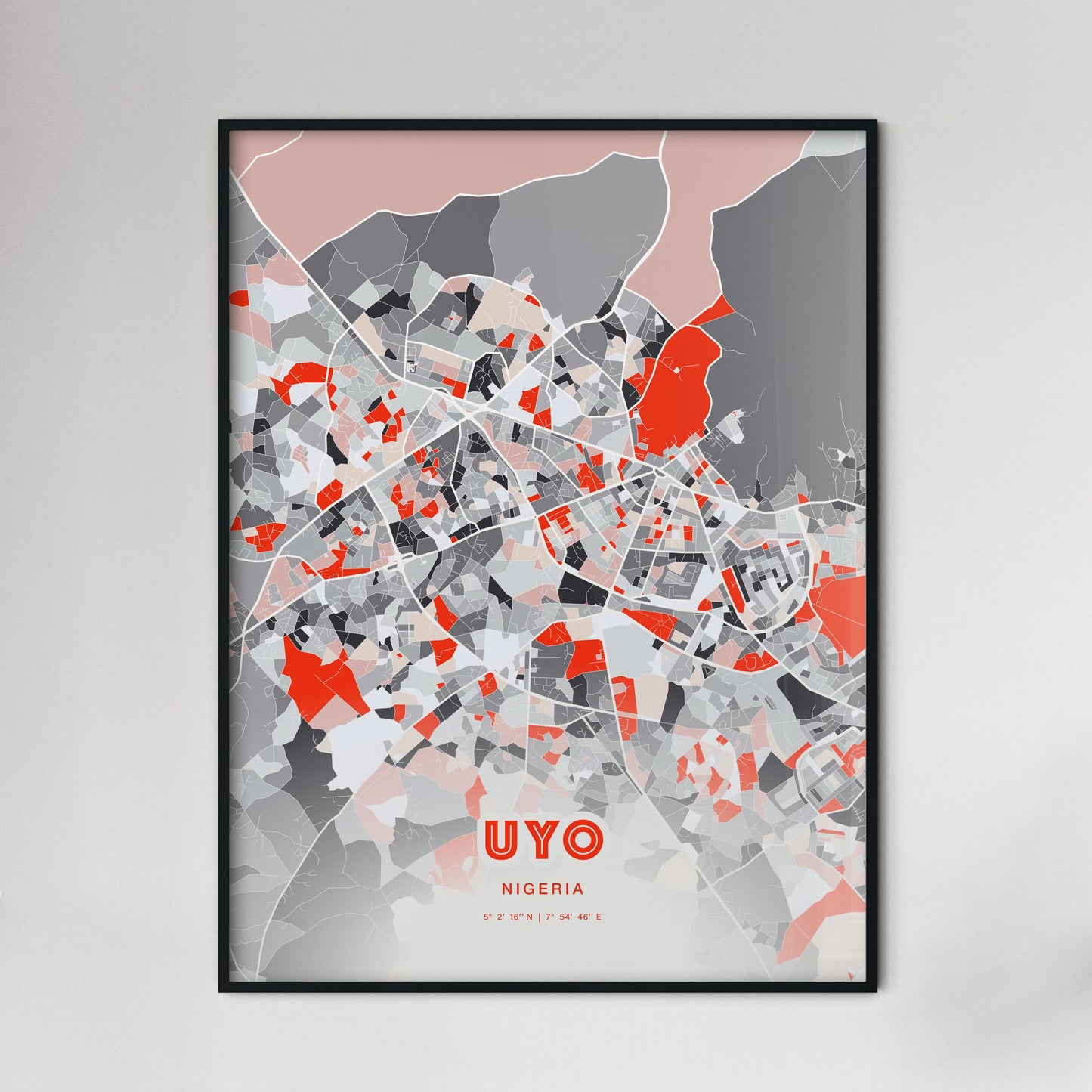 Colorful UYO NIGERIA Fine Art Map Modern