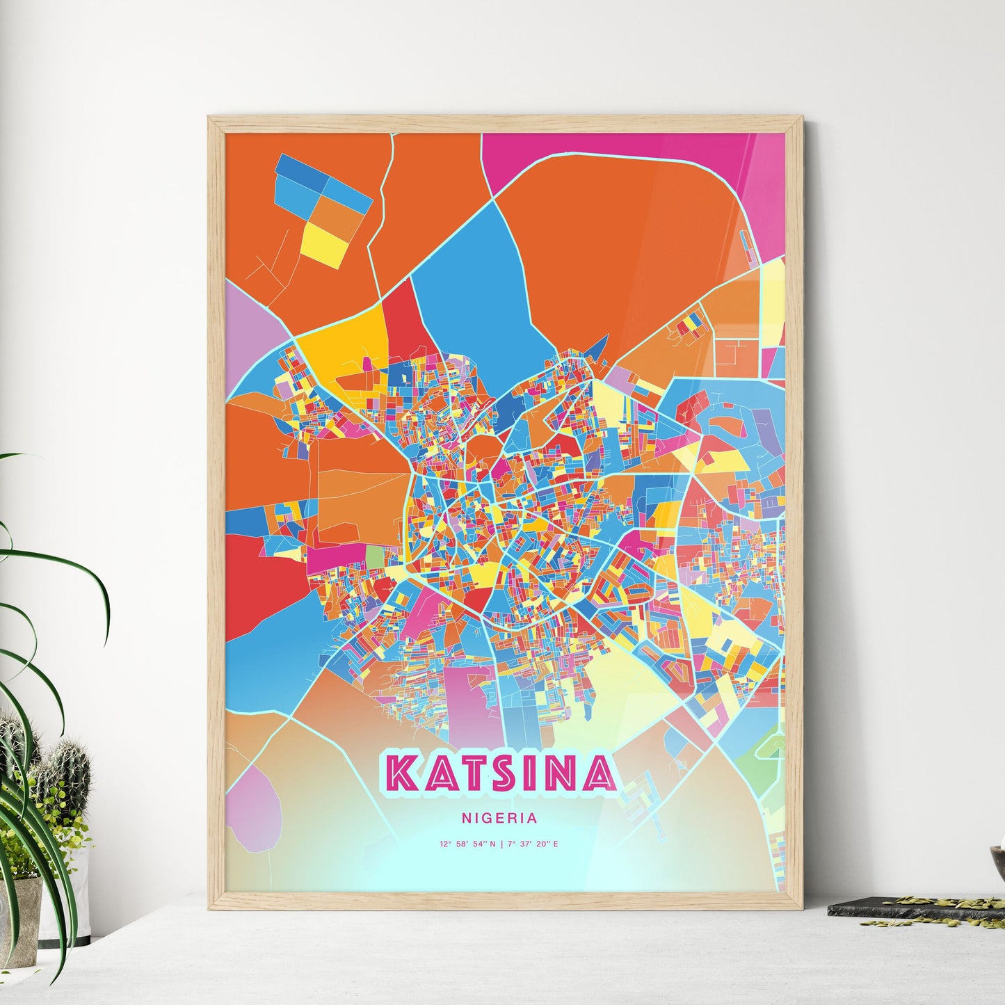 Colorful KATSINA NIGERIA Fine Art Map Crazy Colors