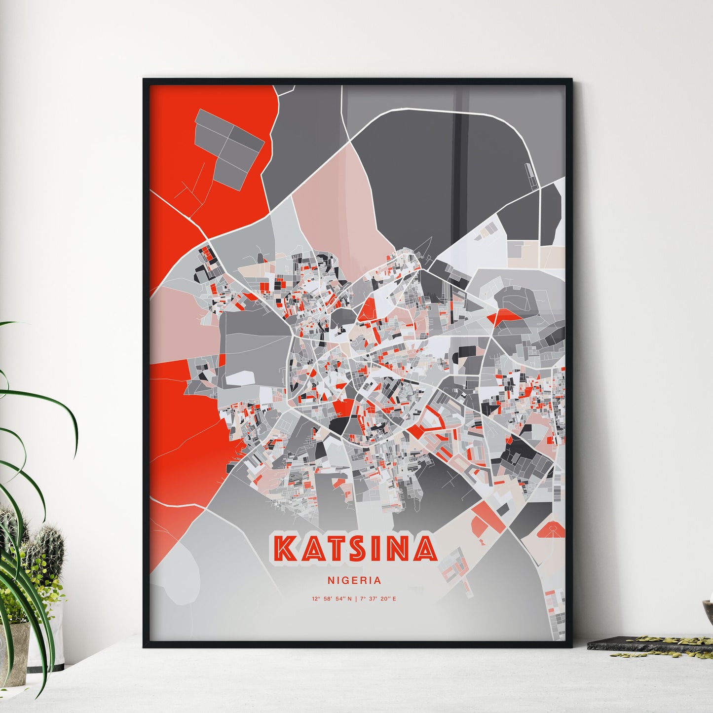 Colorful KATSINA NIGERIA Fine Art Map Modern