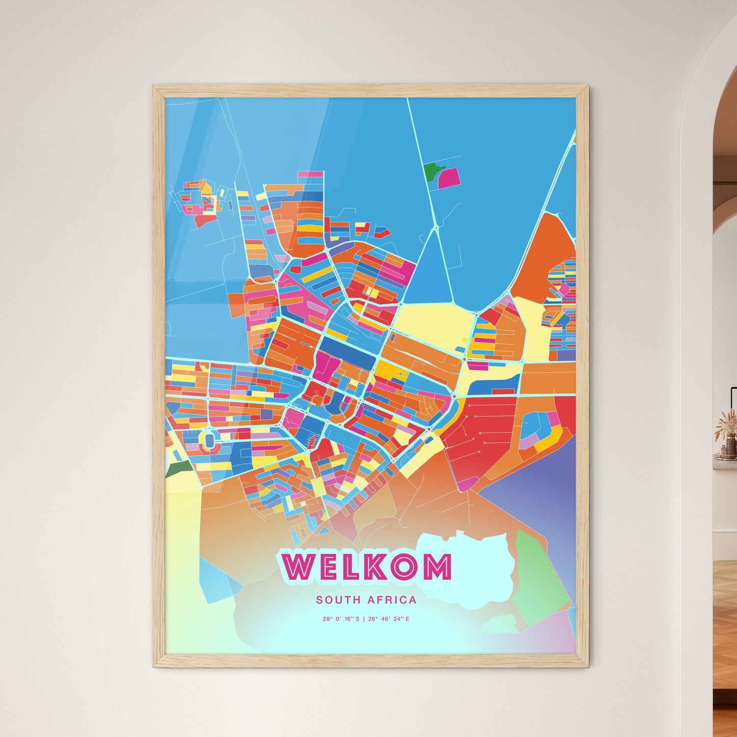 Colorful WELKOM SOUTH AFRICA Fine Art Map Crazy Colors
