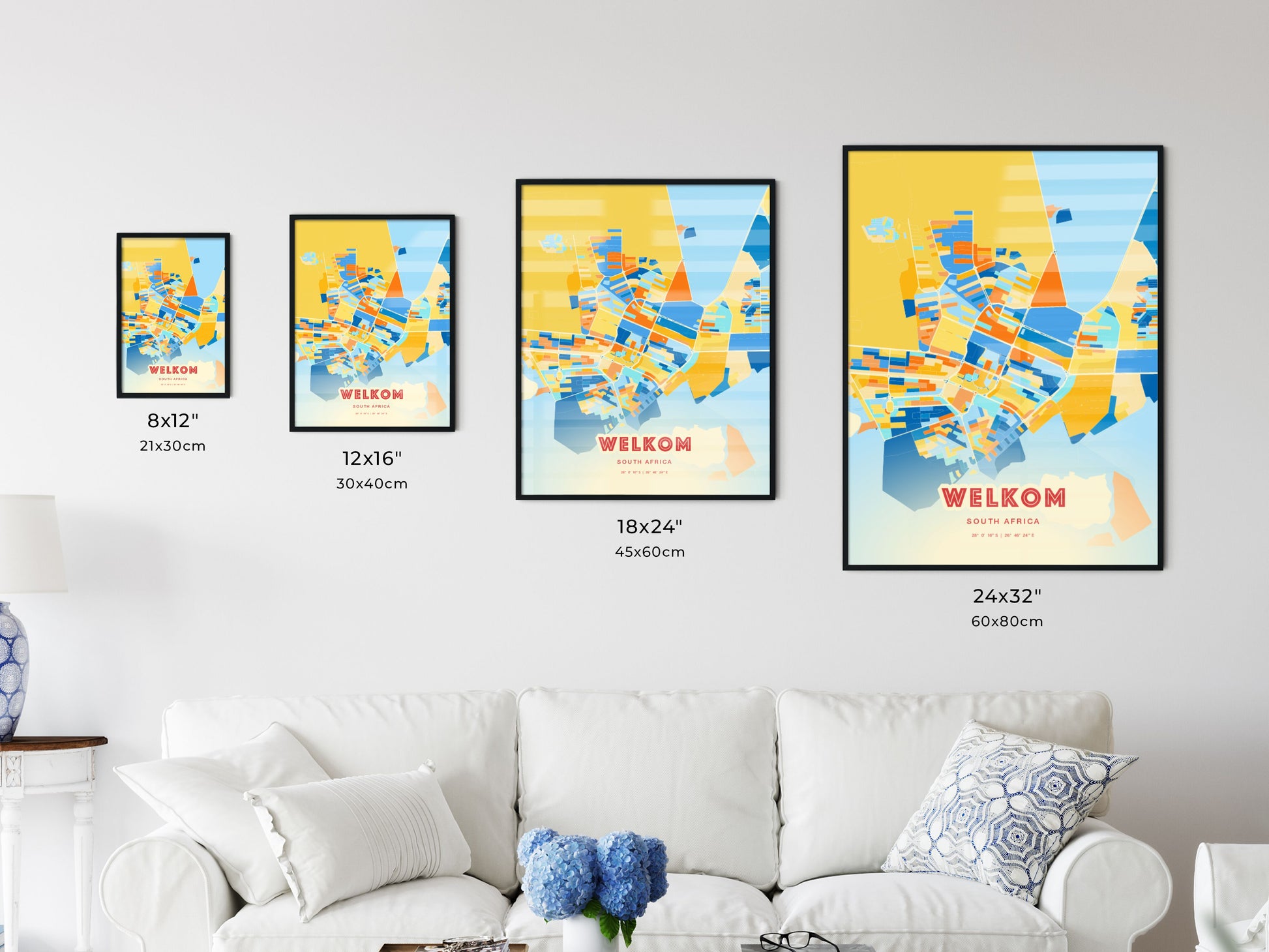 Colorful WELKOM SOUTH AFRICA Fine Art Map