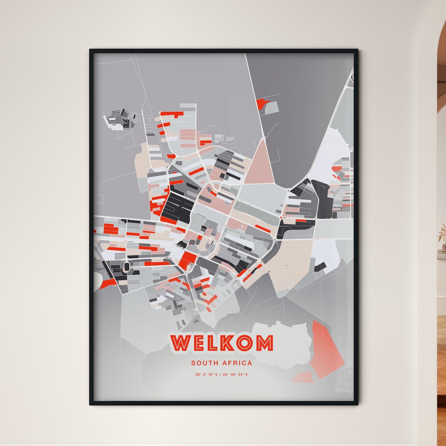 Colorful WELKOM SOUTH AFRICA Fine Art Map Modern