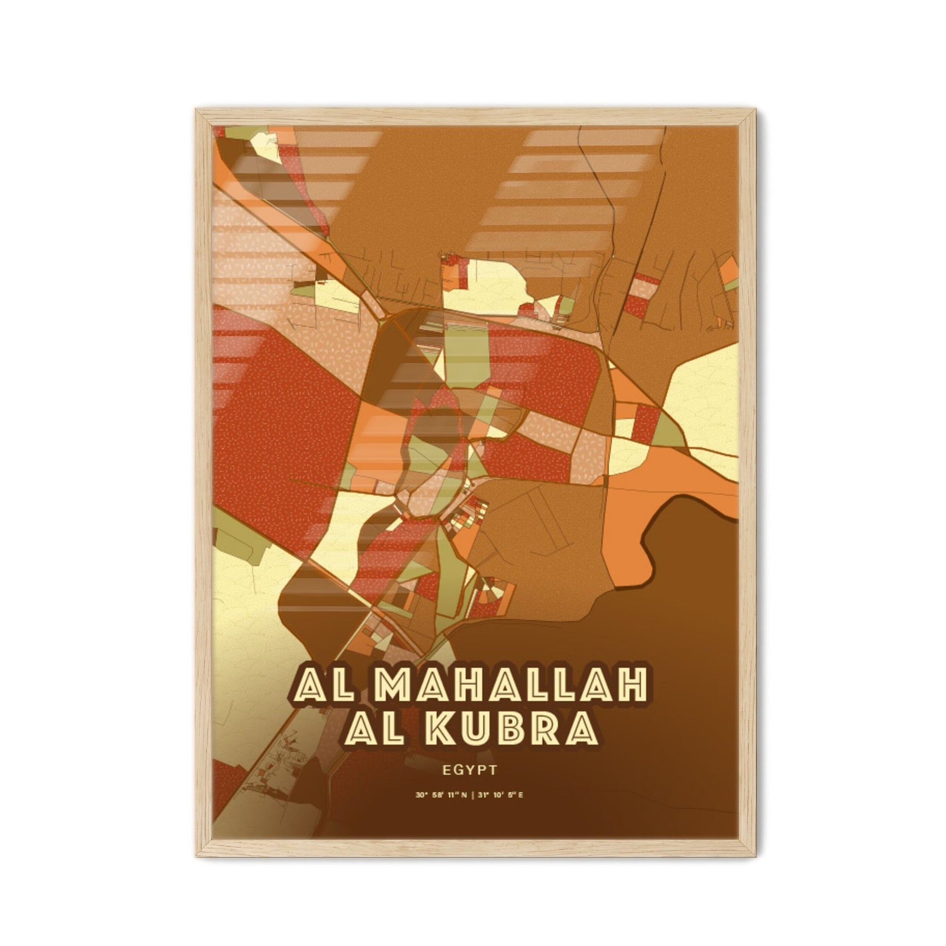 Colorful AL MAHALLAH AL KUBRA EGYPT Fine Art Map Farmhouse