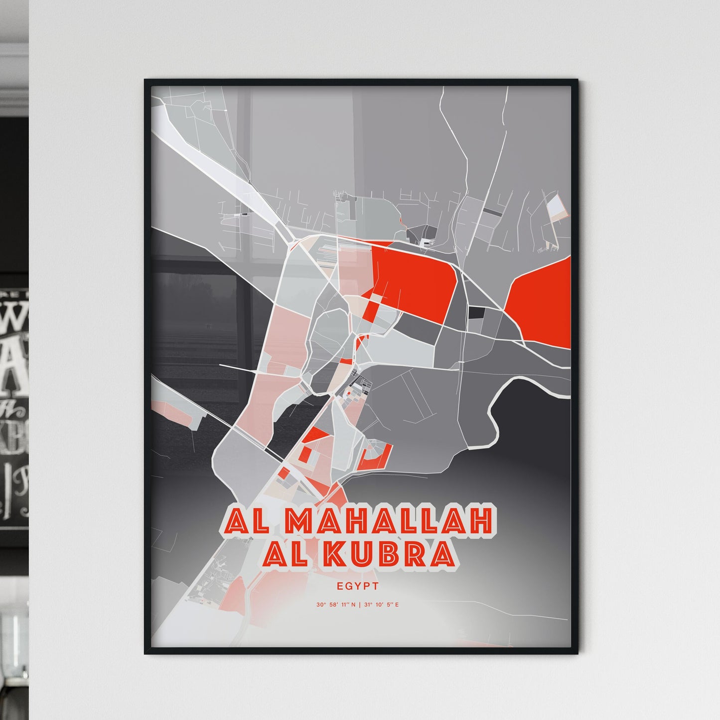 Colorful AL MAHALLAH AL KUBRA EGYPT Fine Art Map Modern