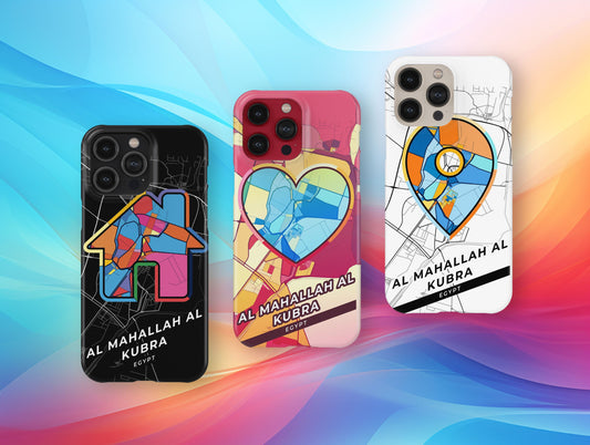 Al Mahallah Al Kubra Egypt slim phone case with colorful icon. Birthday, wedding or housewarming gift. Couple match cases.
