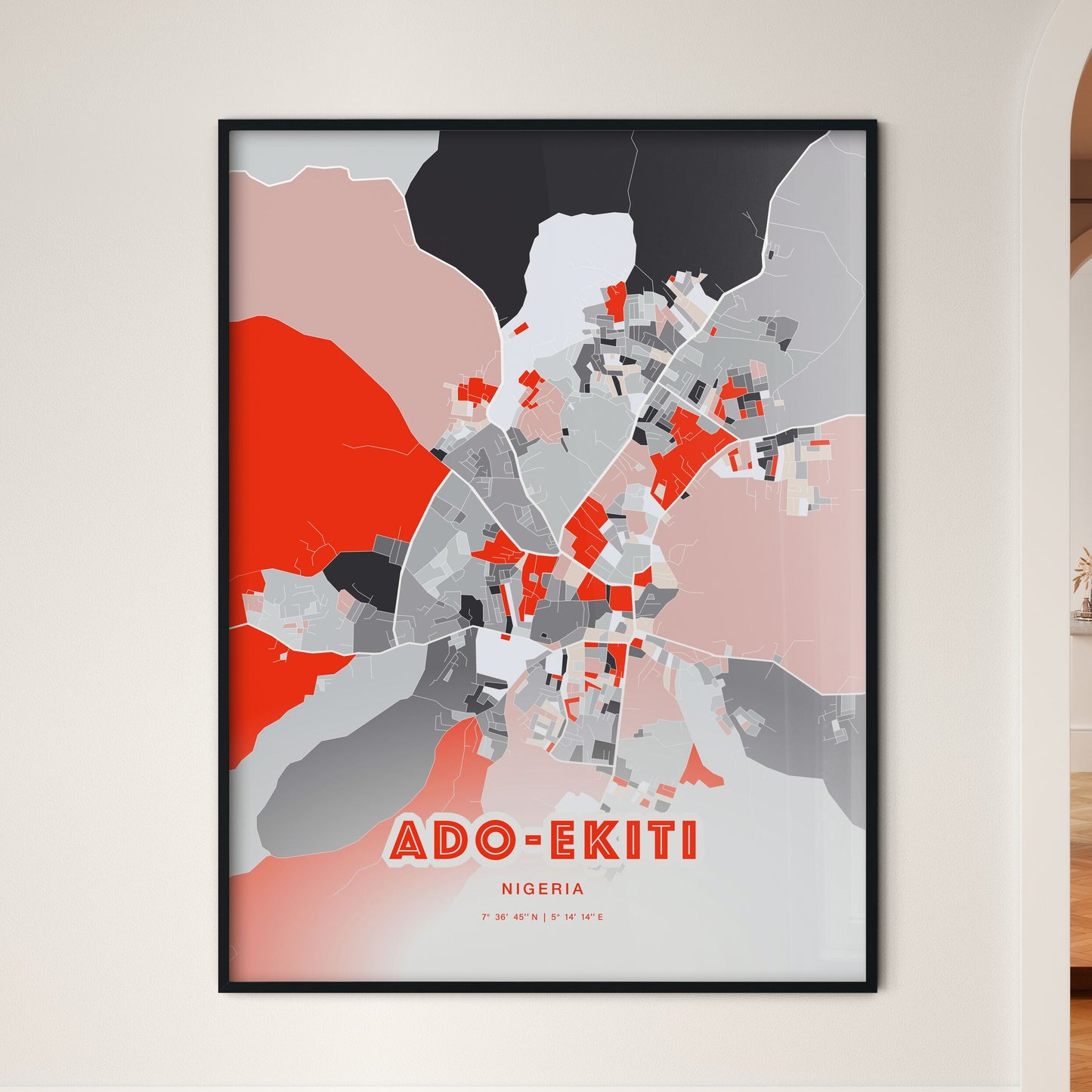 Colorful ADO-EKITI NIGERIA Fine Art Map Modern