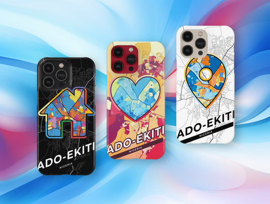 Ado-Ekiti Nigeria slim phone case with colorful icon. Birthday, wedding or housewarming gift. Couple match cases.