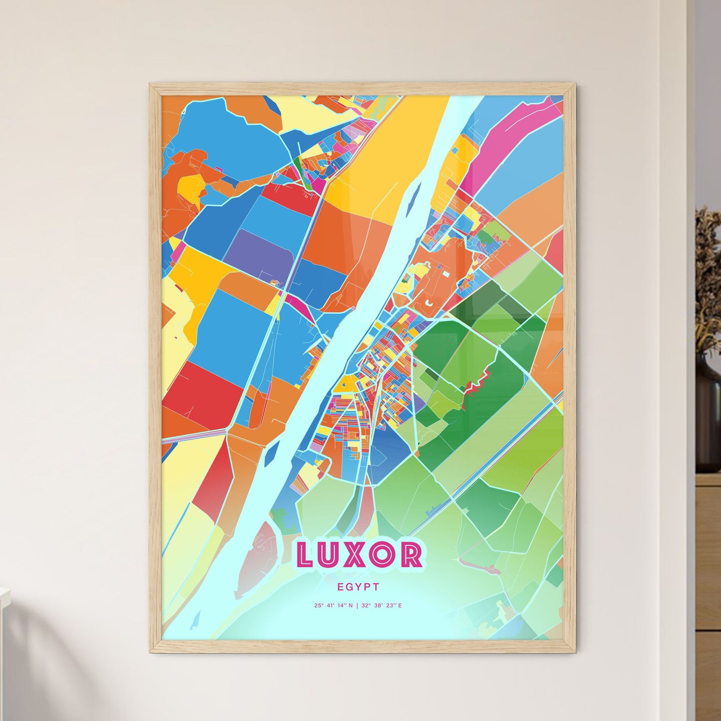 Colorful LUXOR EGYPT Fine Art Map Crazy Colors