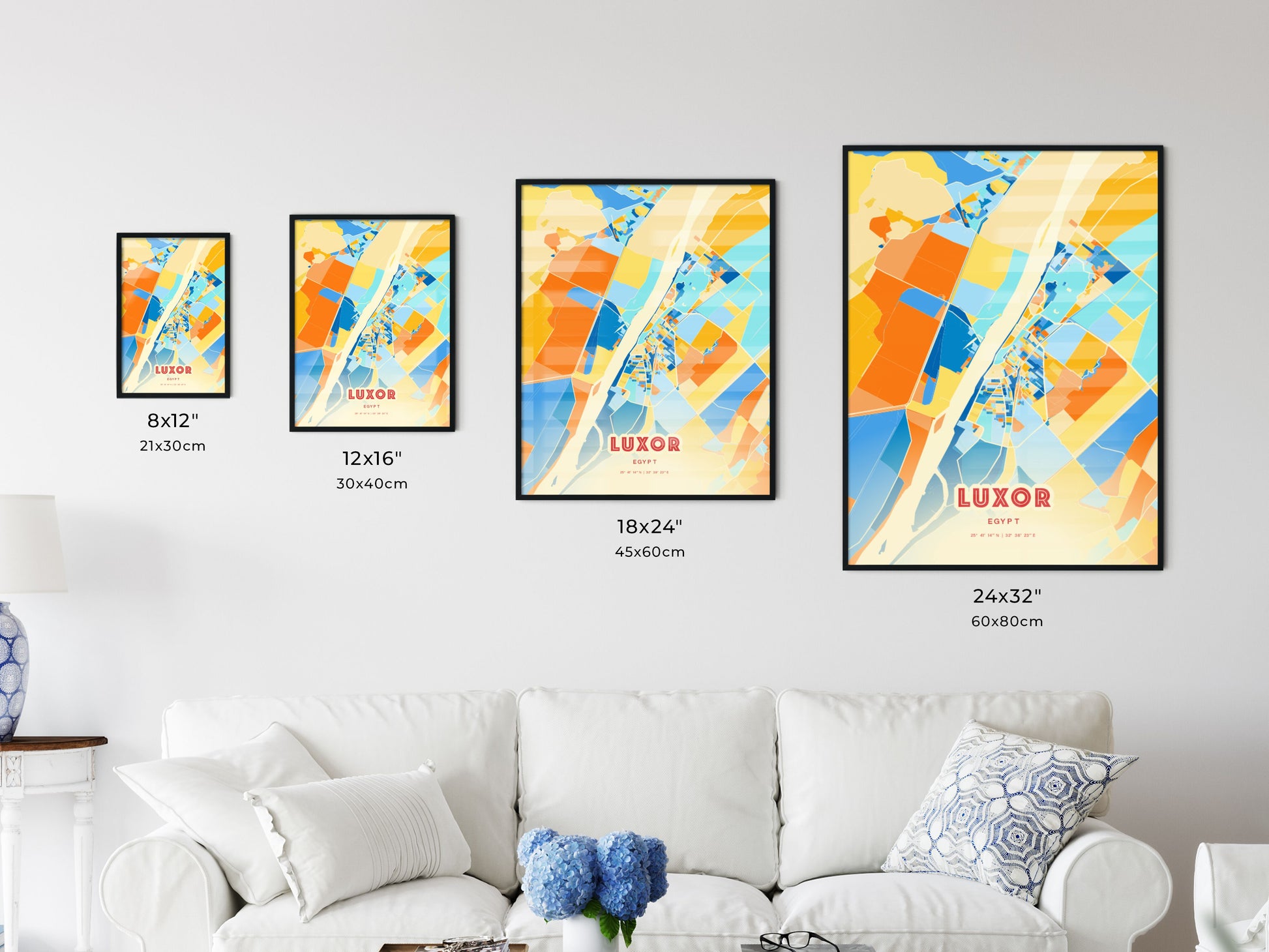 Colorful LUXOR EGYPT Fine Art Map