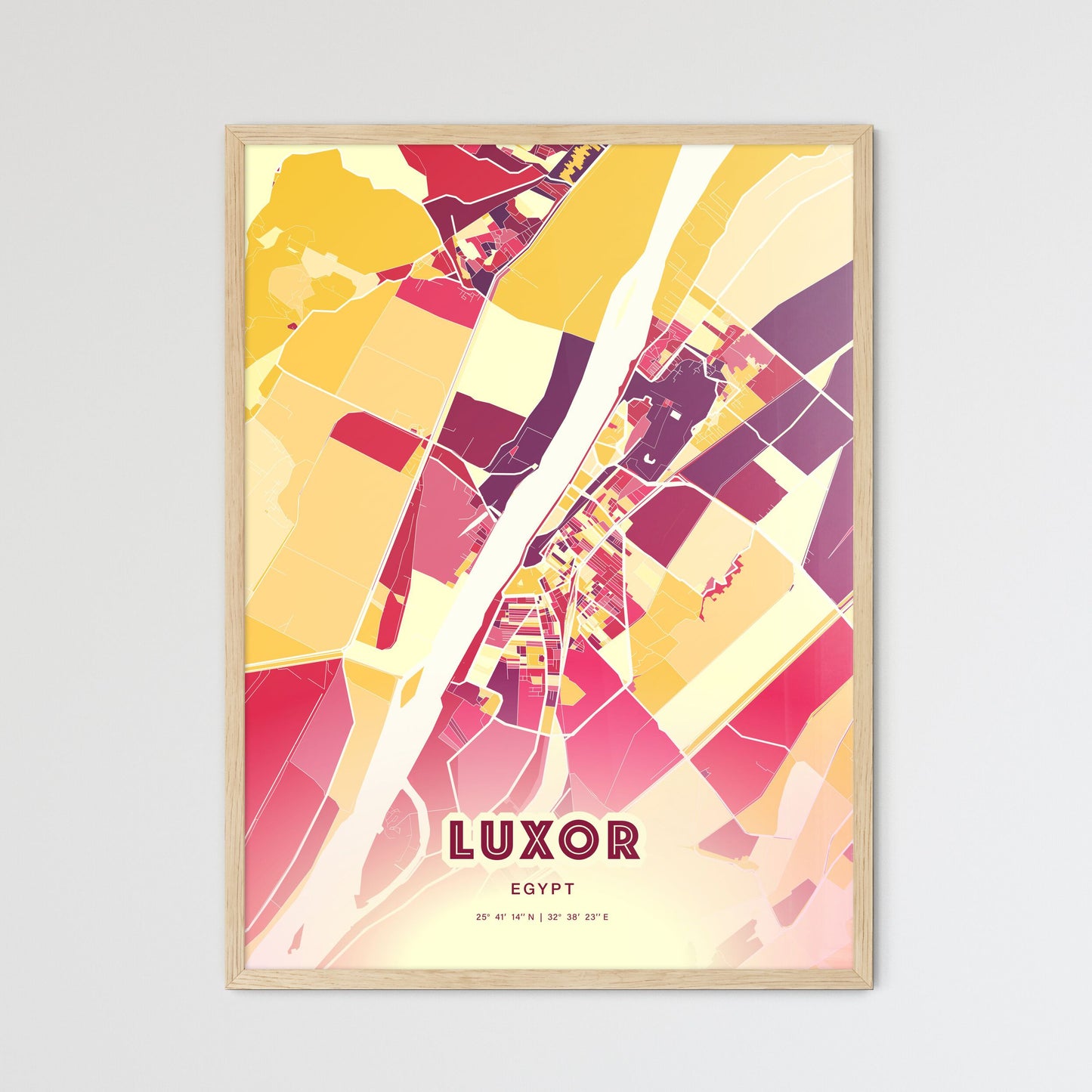 Colorful LUXOR EGYPT Fine Art Map Hot Red