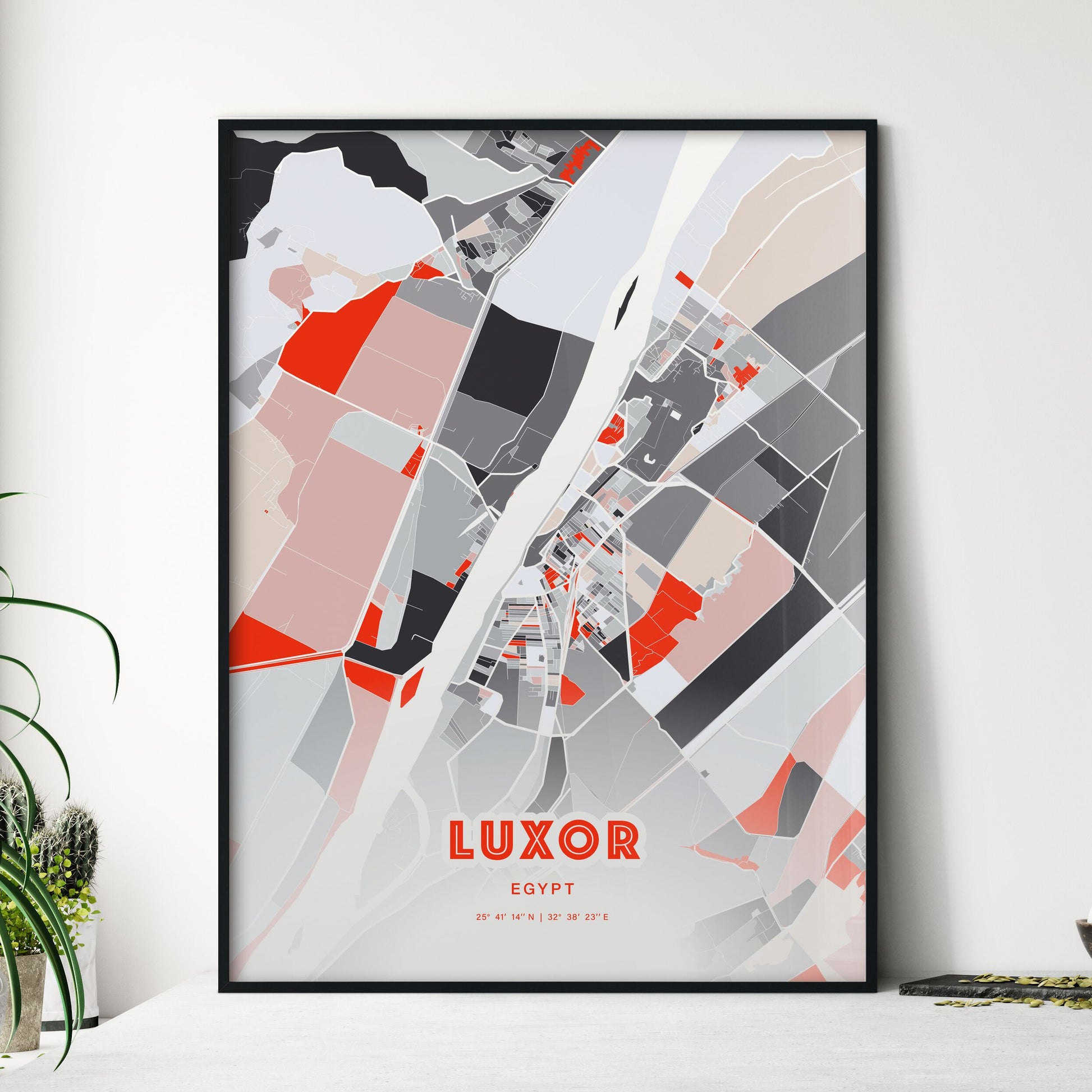 Colorful LUXOR EGYPT Fine Art Map Modern