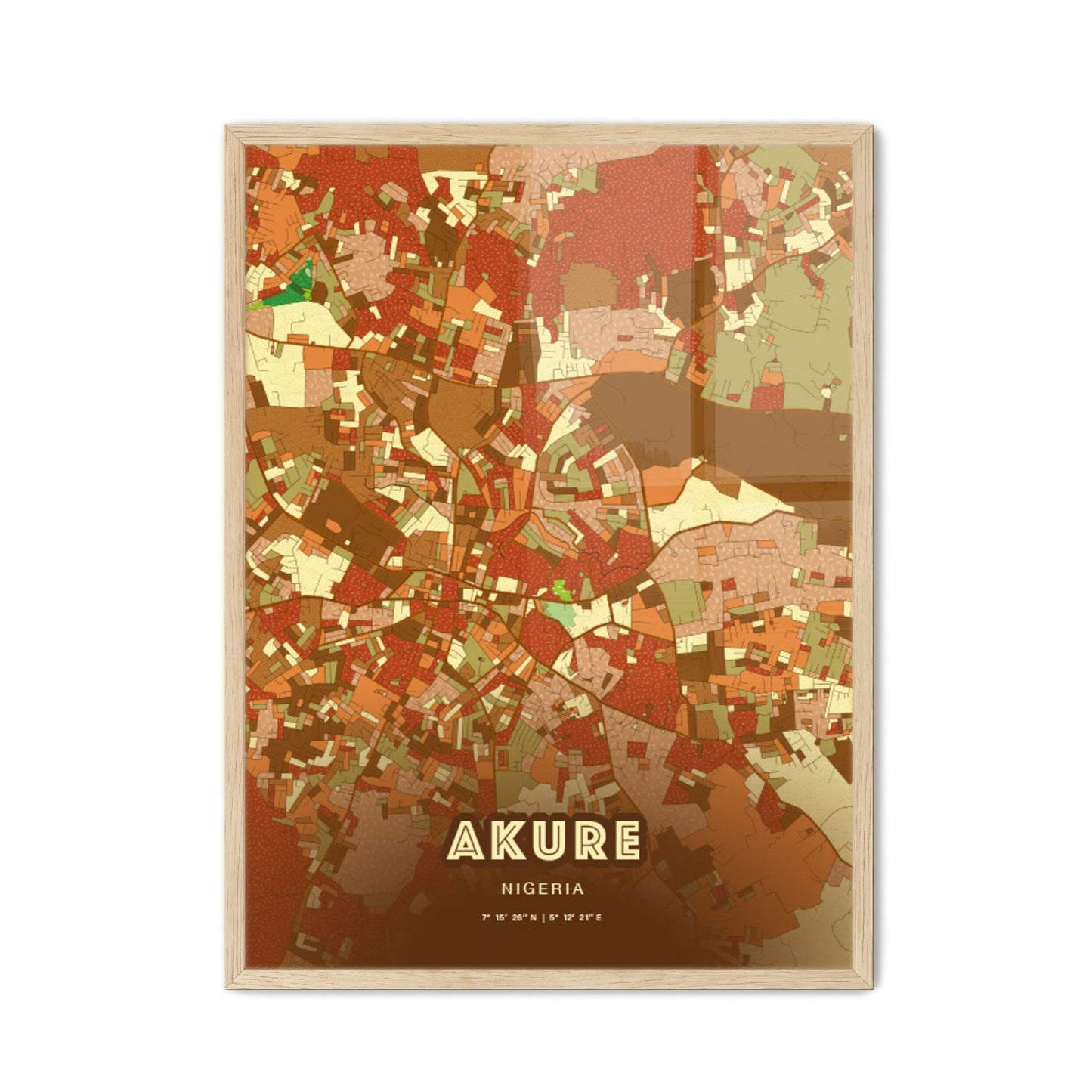 Colorful AKURE NIGERIA Fine Art Map Farmhouse