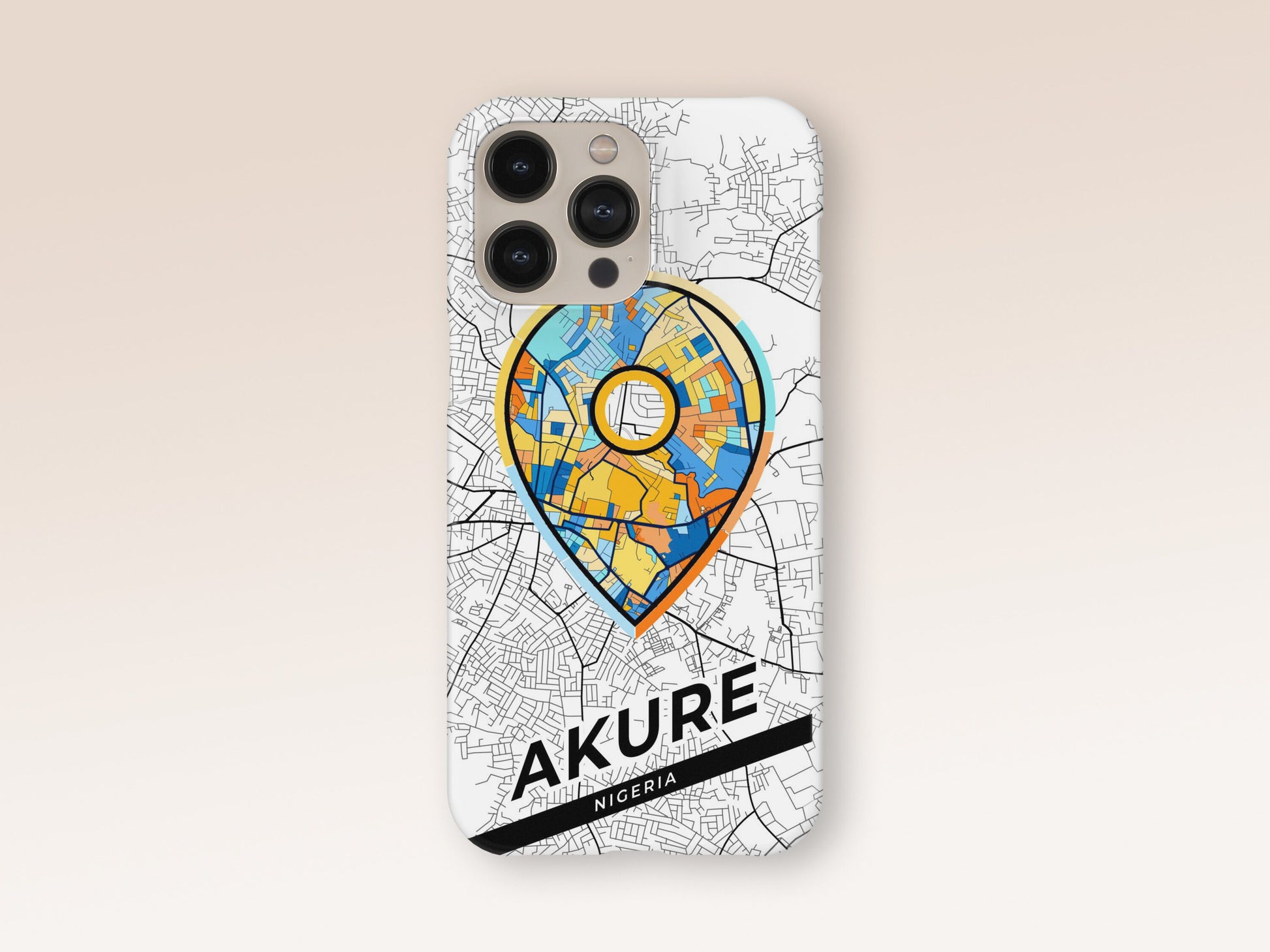 Akure Nigeria slim phone case with colorful icon. Birthday, wedding or housewarming gift. Couple match cases. 1