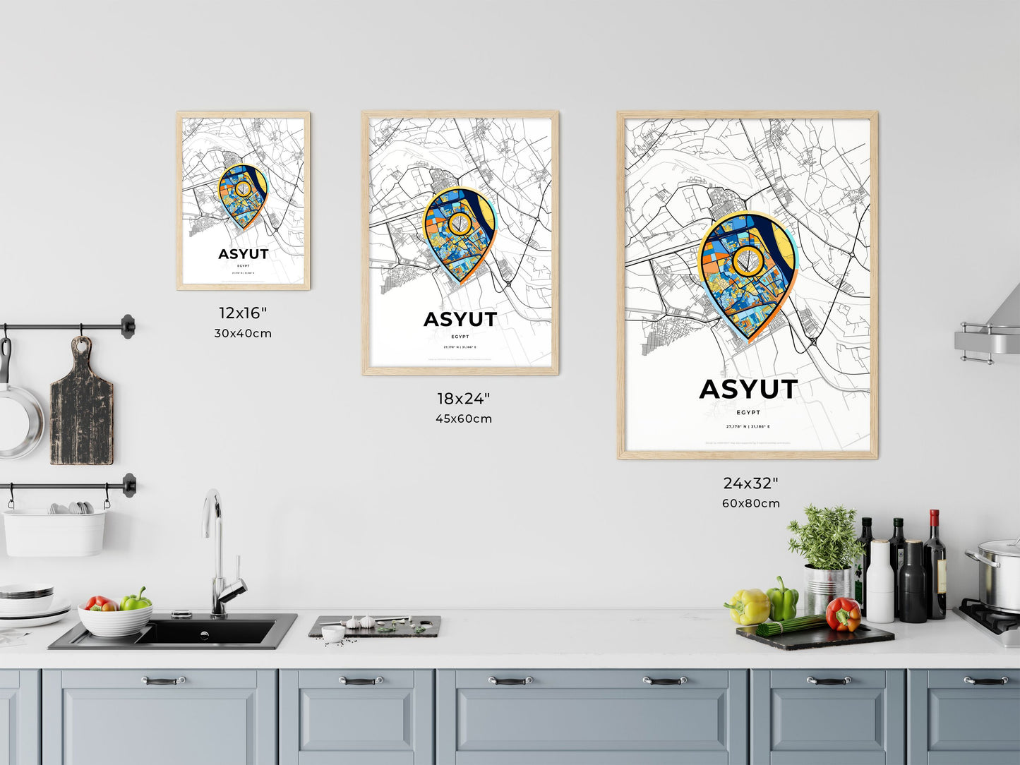 Asyut Egypt art map size chart