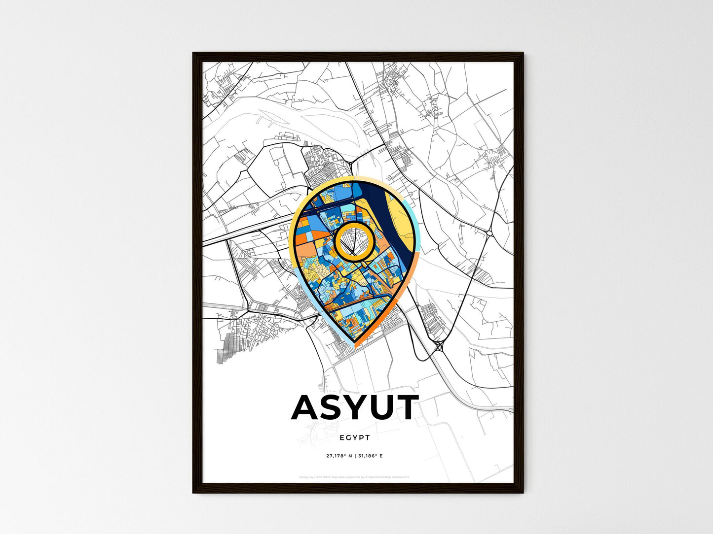 Asyut Egypt wedding art map with pointer icon