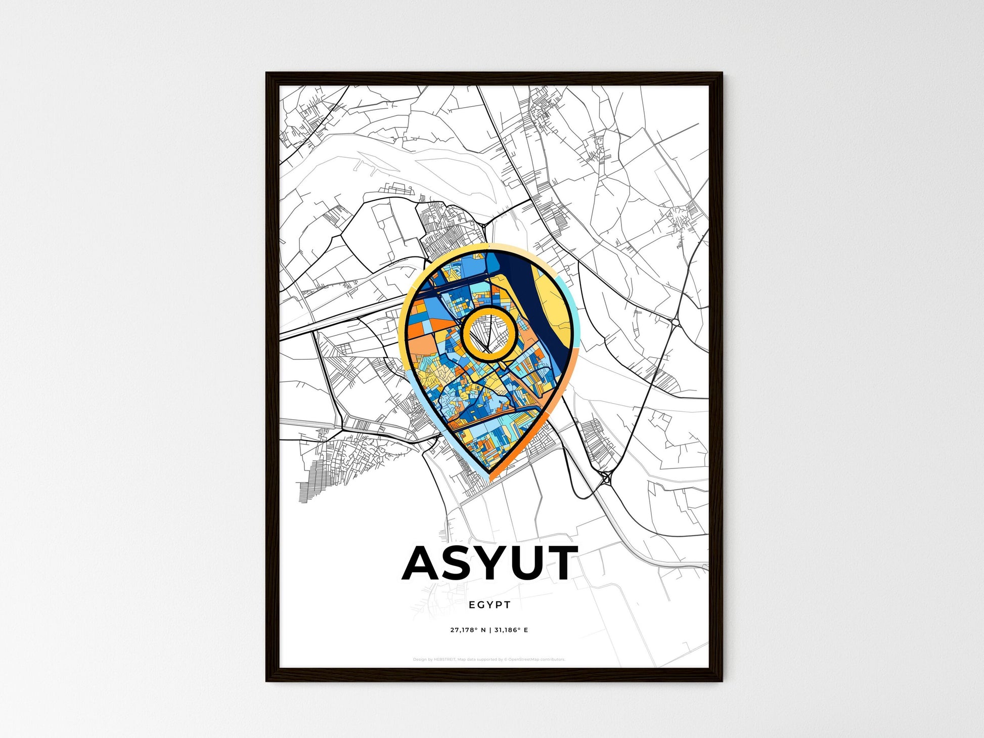 Asyut Egypt wedding art map with pointer icon