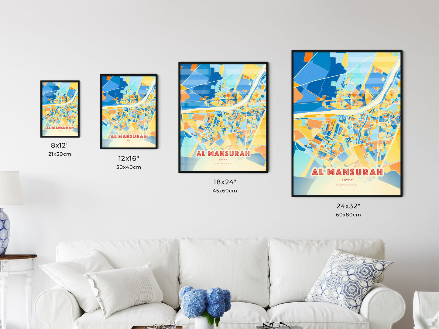 Colorful AL MANSURAH EGYPT Fine Art Map