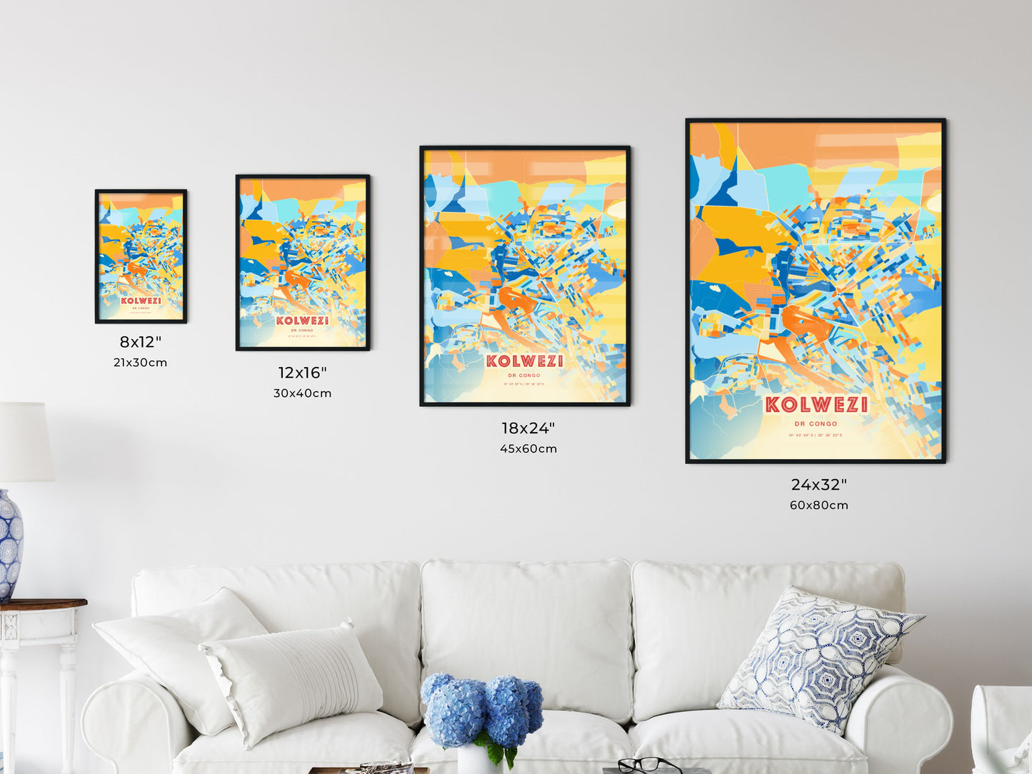 Colorful KOLWEZI DR CONGO Fine Art Map