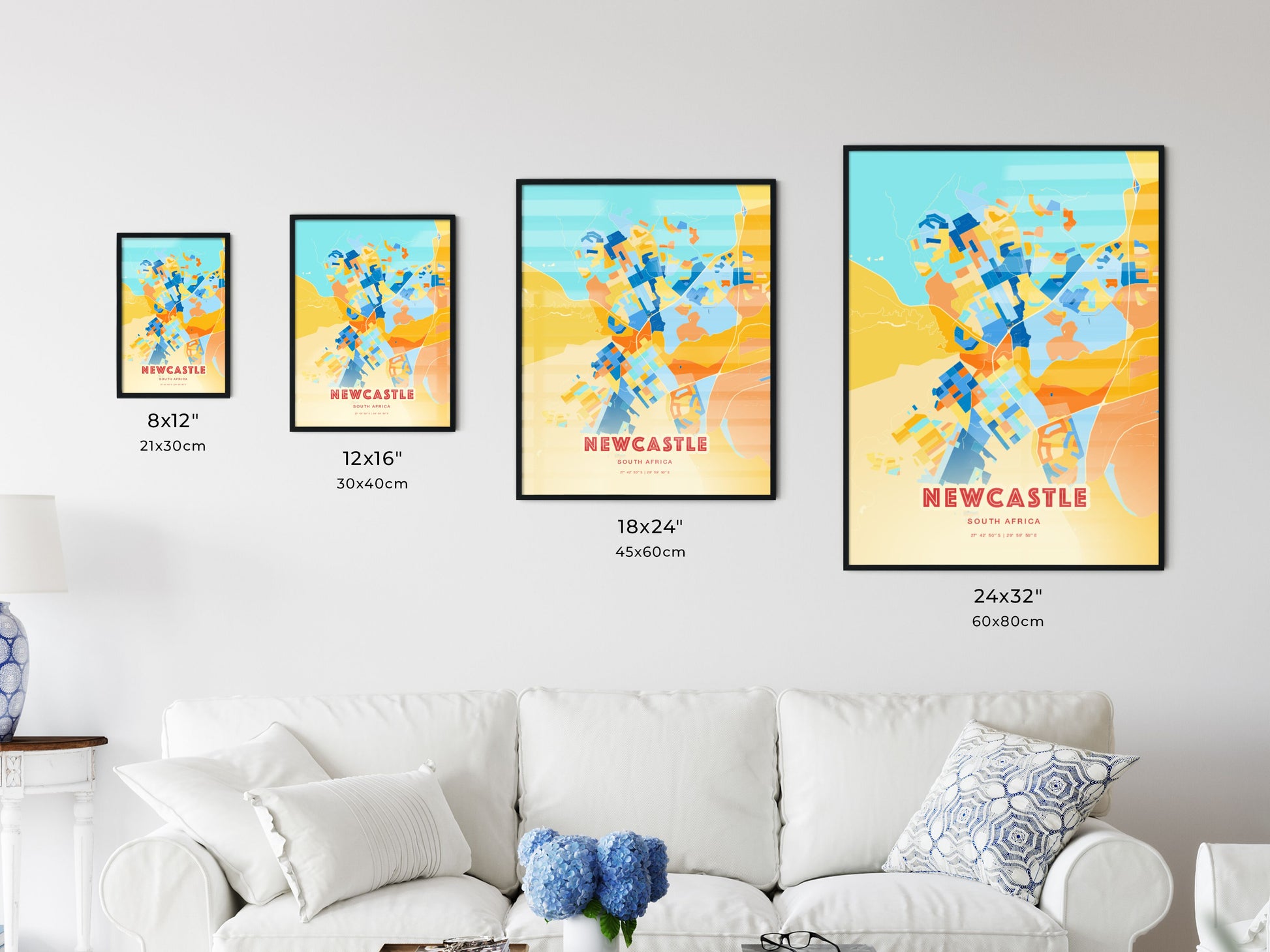 Colorful NEWCASTLE SOUTH AFRICA Fine Art Map