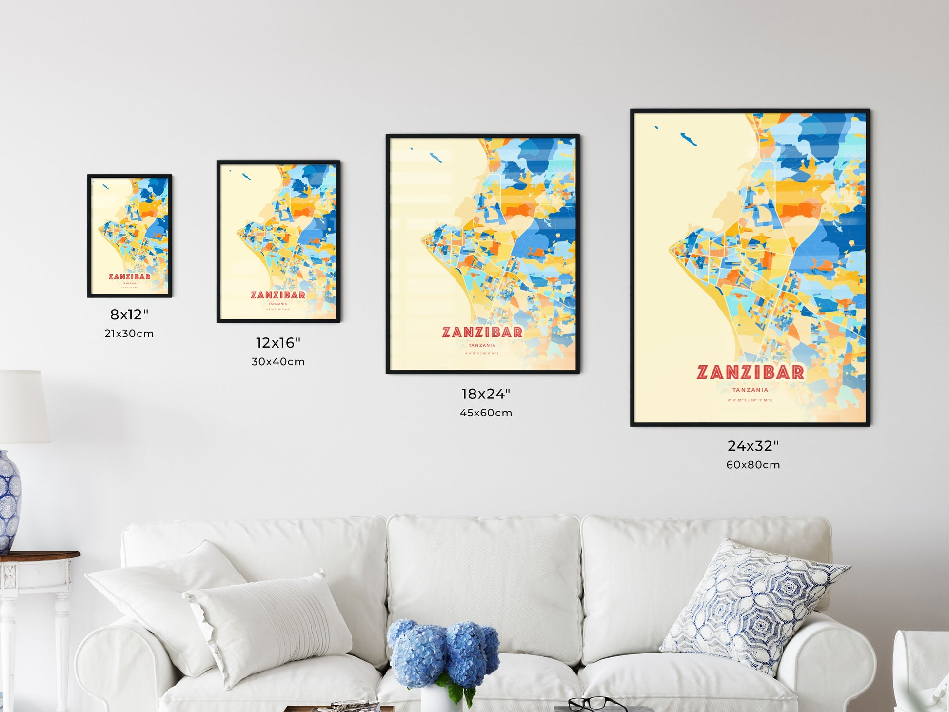 Colorful ZANZIBAR TANZANIA Fine Art Map