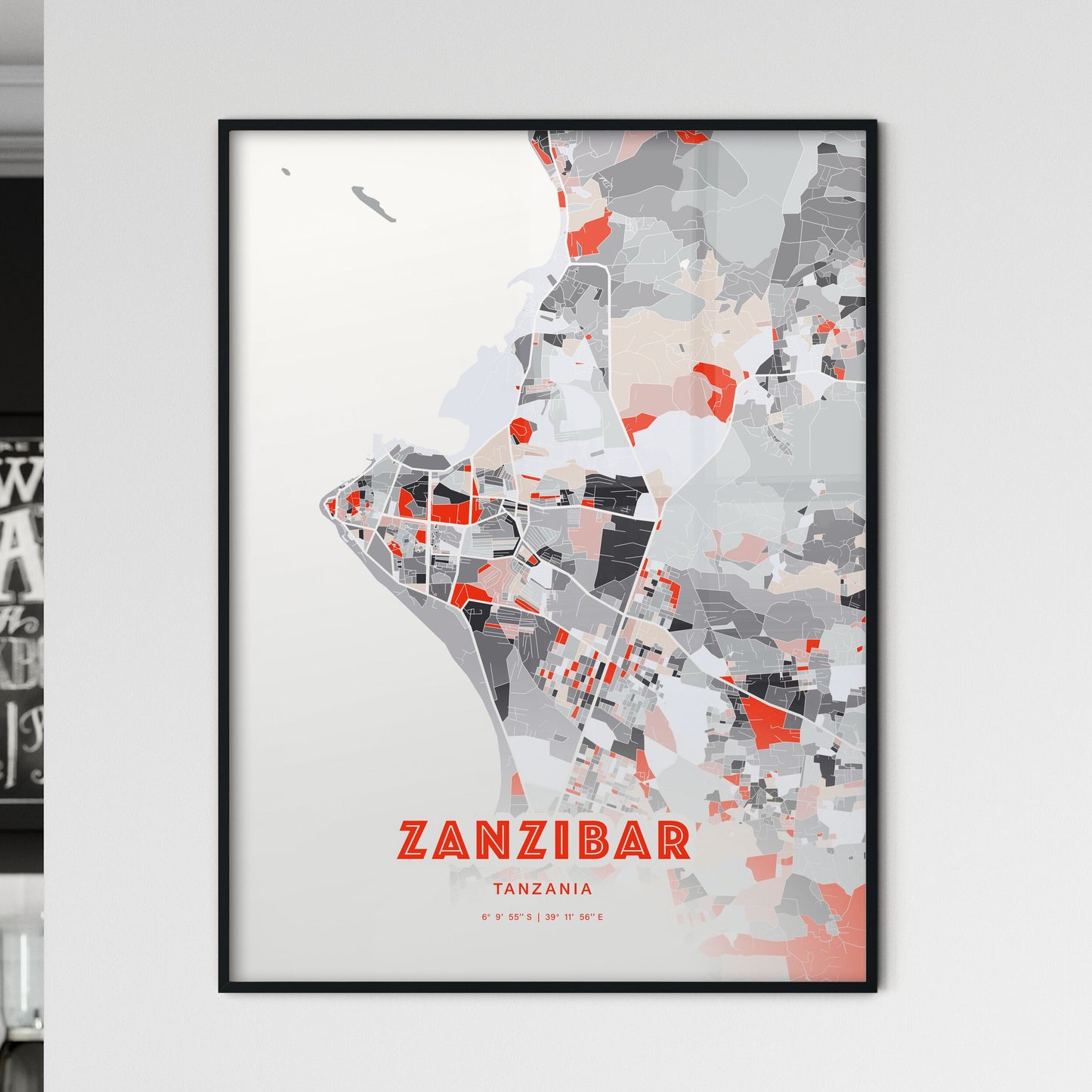 Colorful ZANZIBAR TANZANIA Fine Art Map Modern