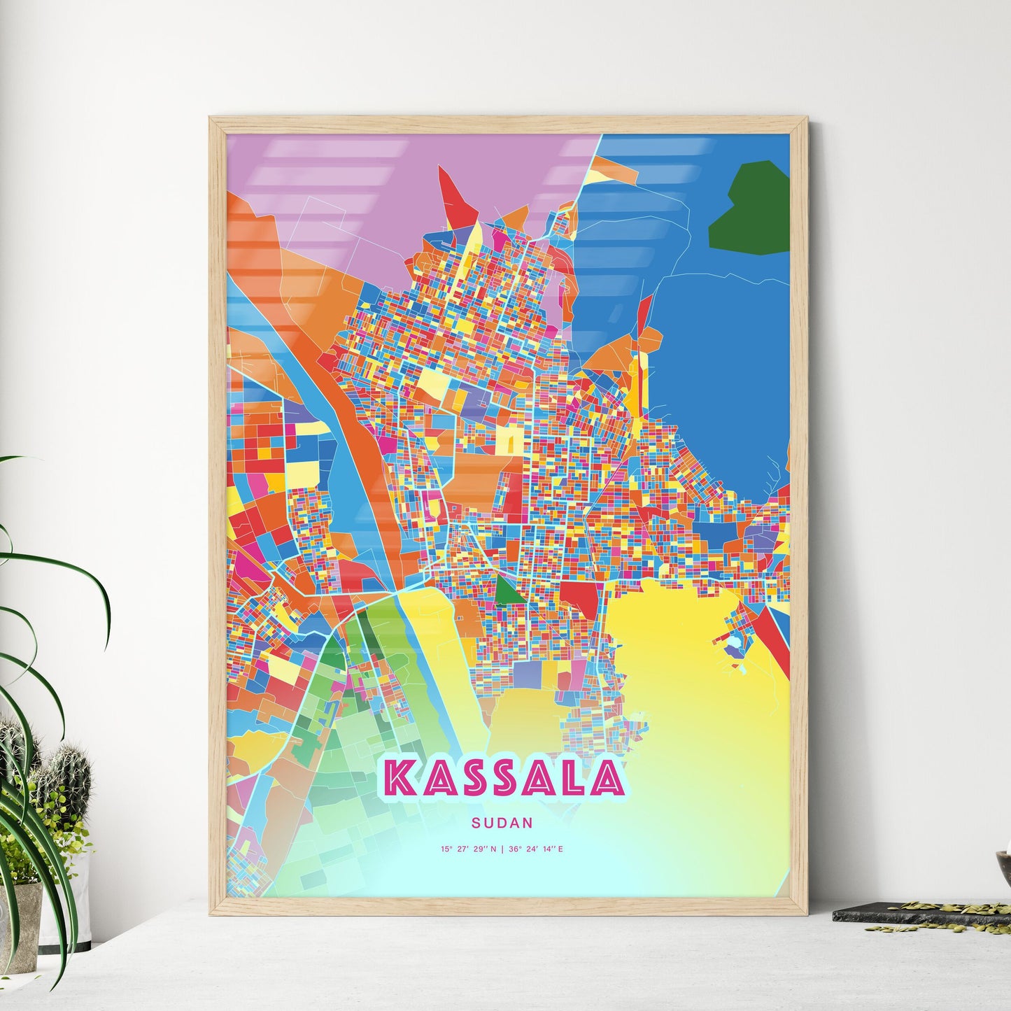 Colorful KASSALA SUDAN Fine Art Map Crazy Colors