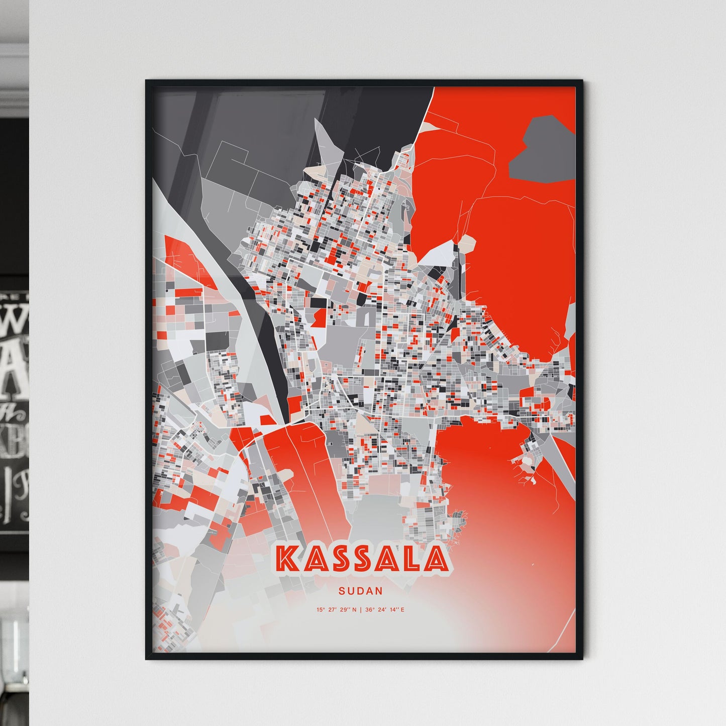 Colorful KASSALA SUDAN Fine Art Map Modern