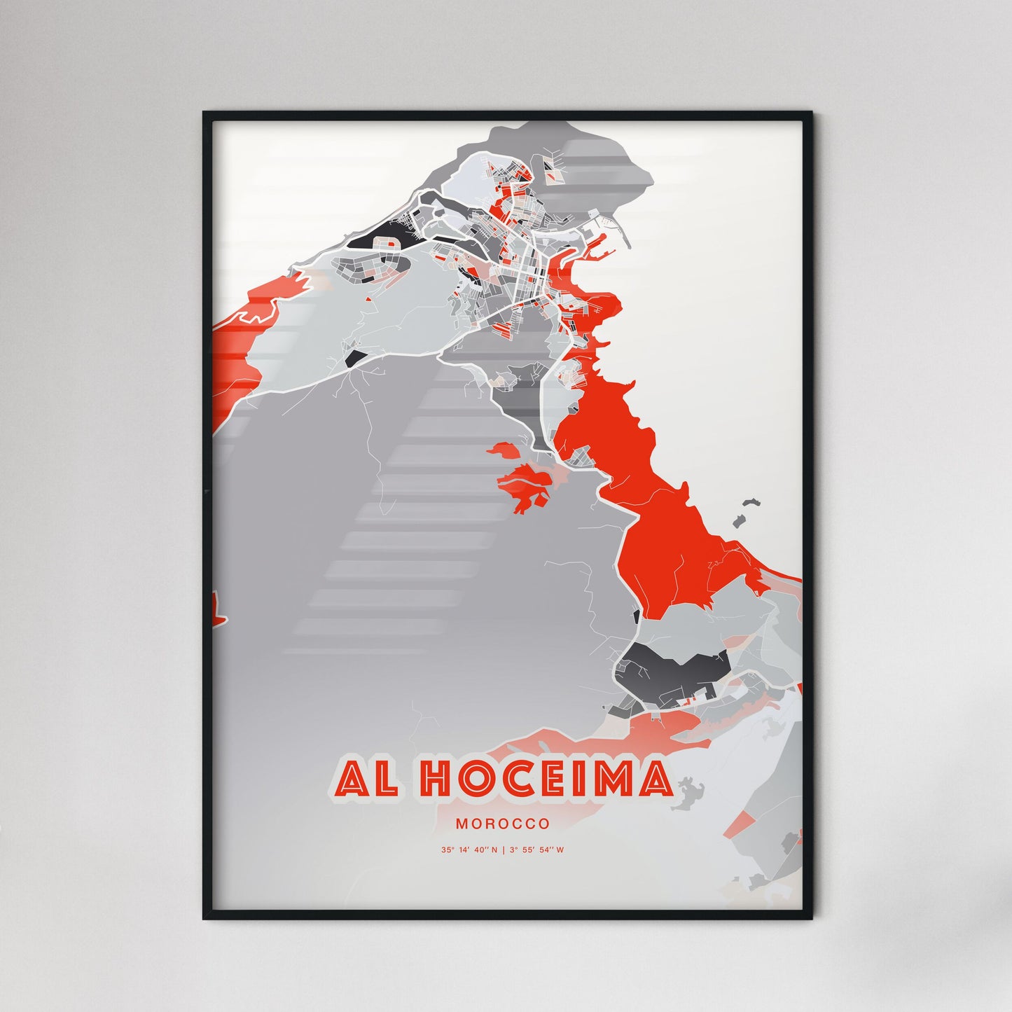 Colorful AL HOCEIMA MOROCCO Fine Art Map Modern