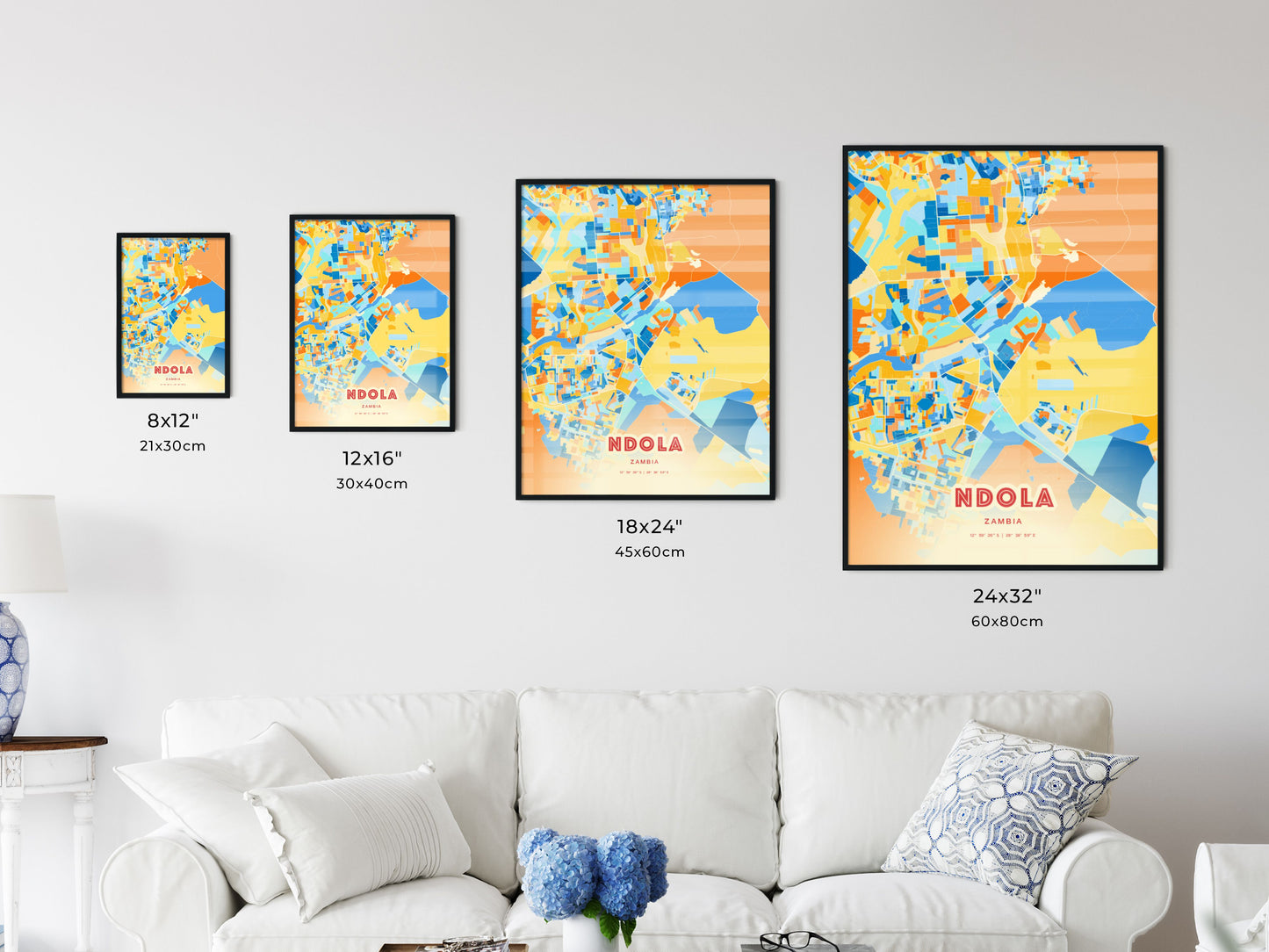 Colorful NDOLA ZAMBIA Fine Art Map